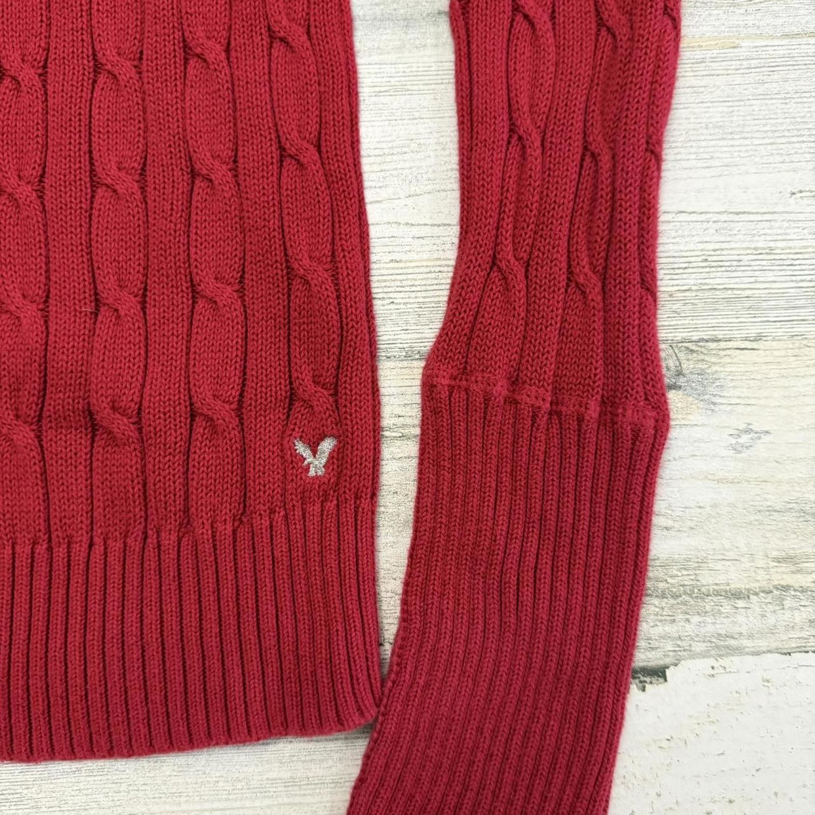 American Eagle Outfitters American eagle grunge y2k red cable knit long sleeve medium Size M / US 6-8 / IT 42-44 - 2 Thumbnail