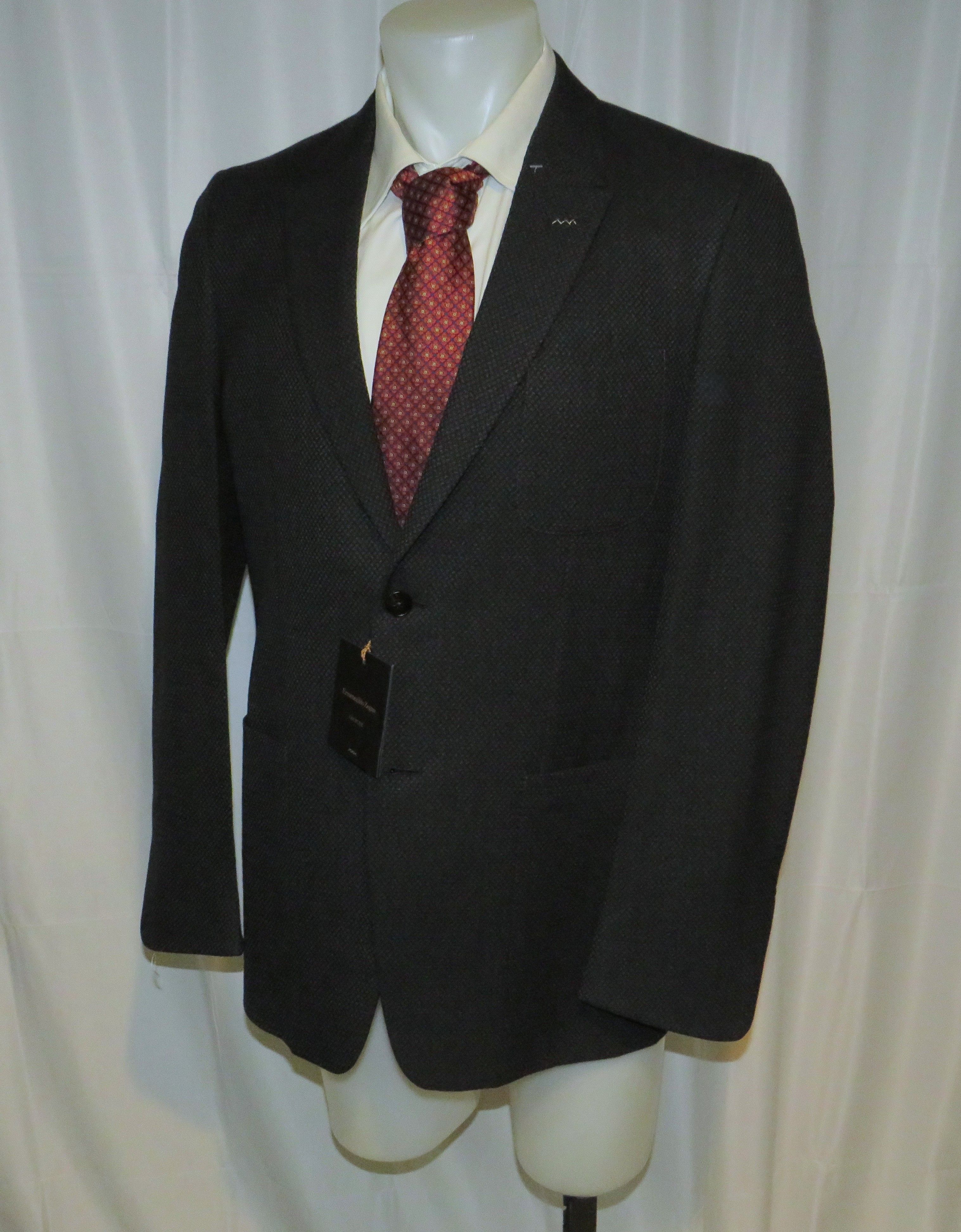 Ermenegildo Zegna Couture Dark Blue Geometric Two Button Sport Coat 42L NWT Size 42L - 8 Thumbnail