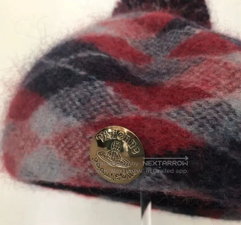 Vivienne Westwood Vivienne Westwood Herringbone beret with metal Saturn embl Size ONE SIZE - 4 Thumbnail