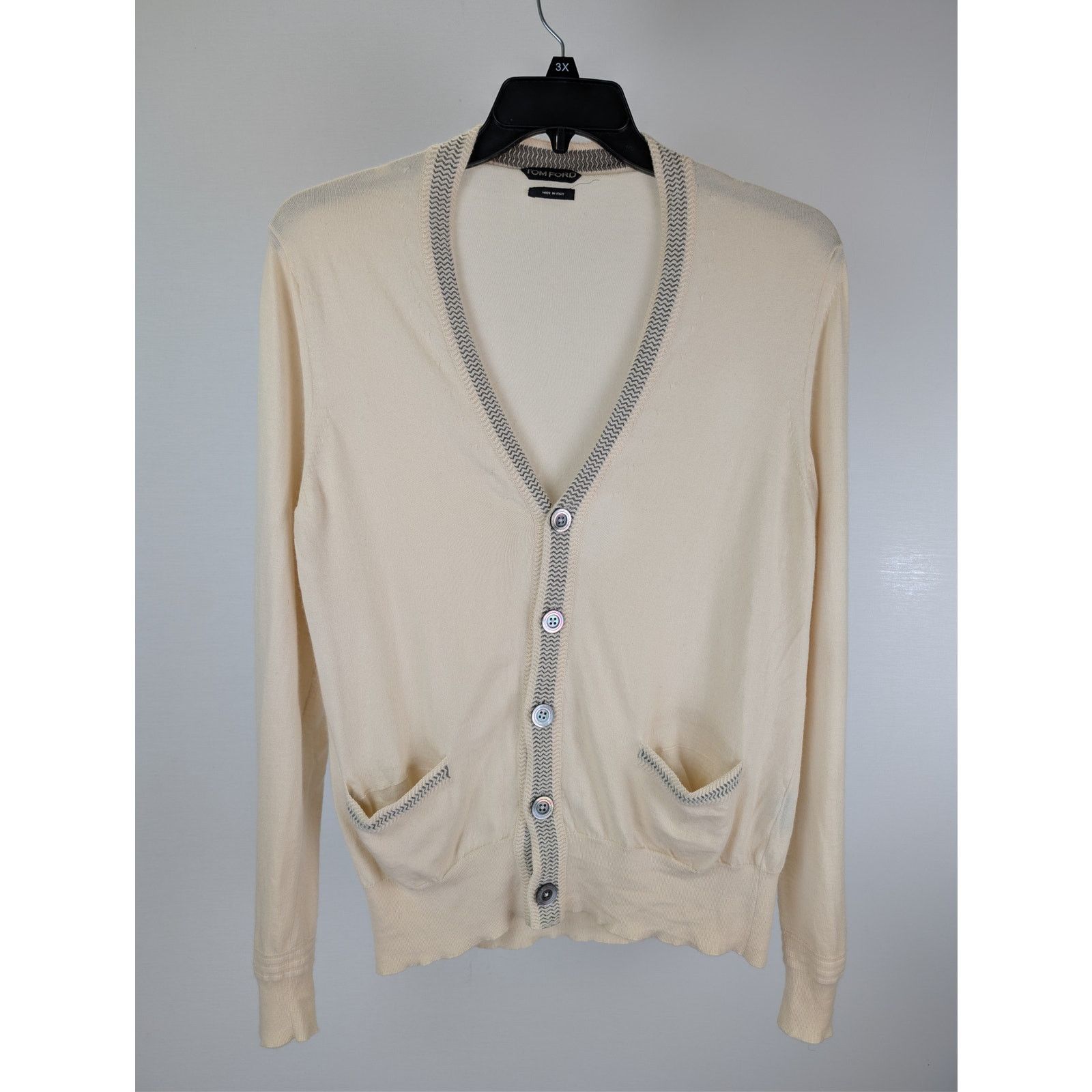 Tom Ford o1rshd1 CC20 Cardigan Sweater in Beige Size US L / EU 52-54 / 3 - 2 Thumbnail
