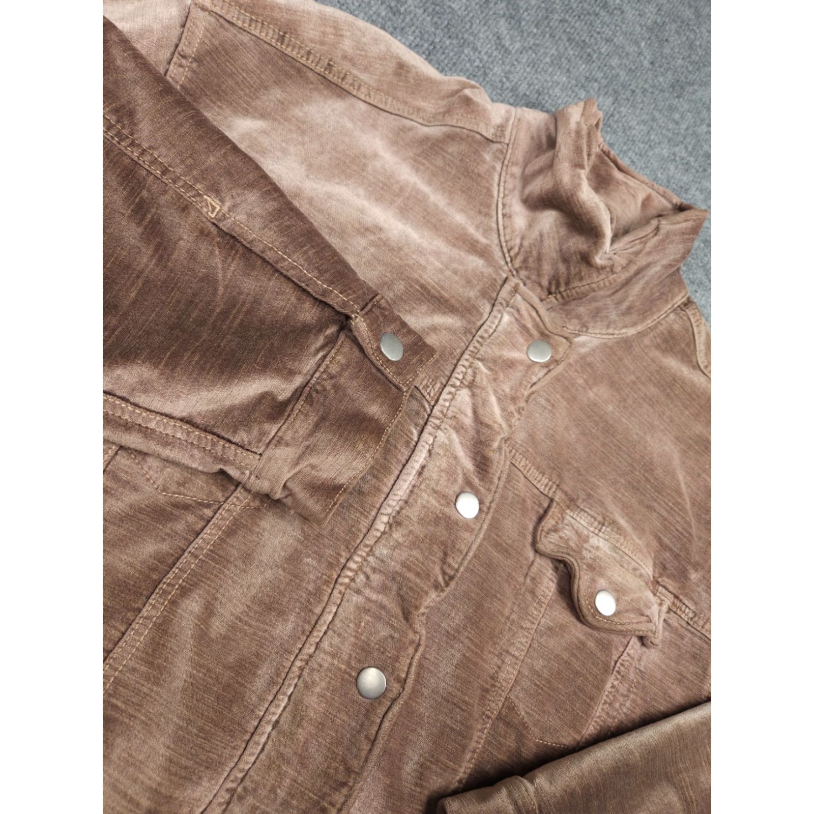 Free People Free People Velvet Jacket Women's L Brown Snap Lined Cotton Oversized Pockets Size L / US 10 / IT 46 - 3 Thumbnail