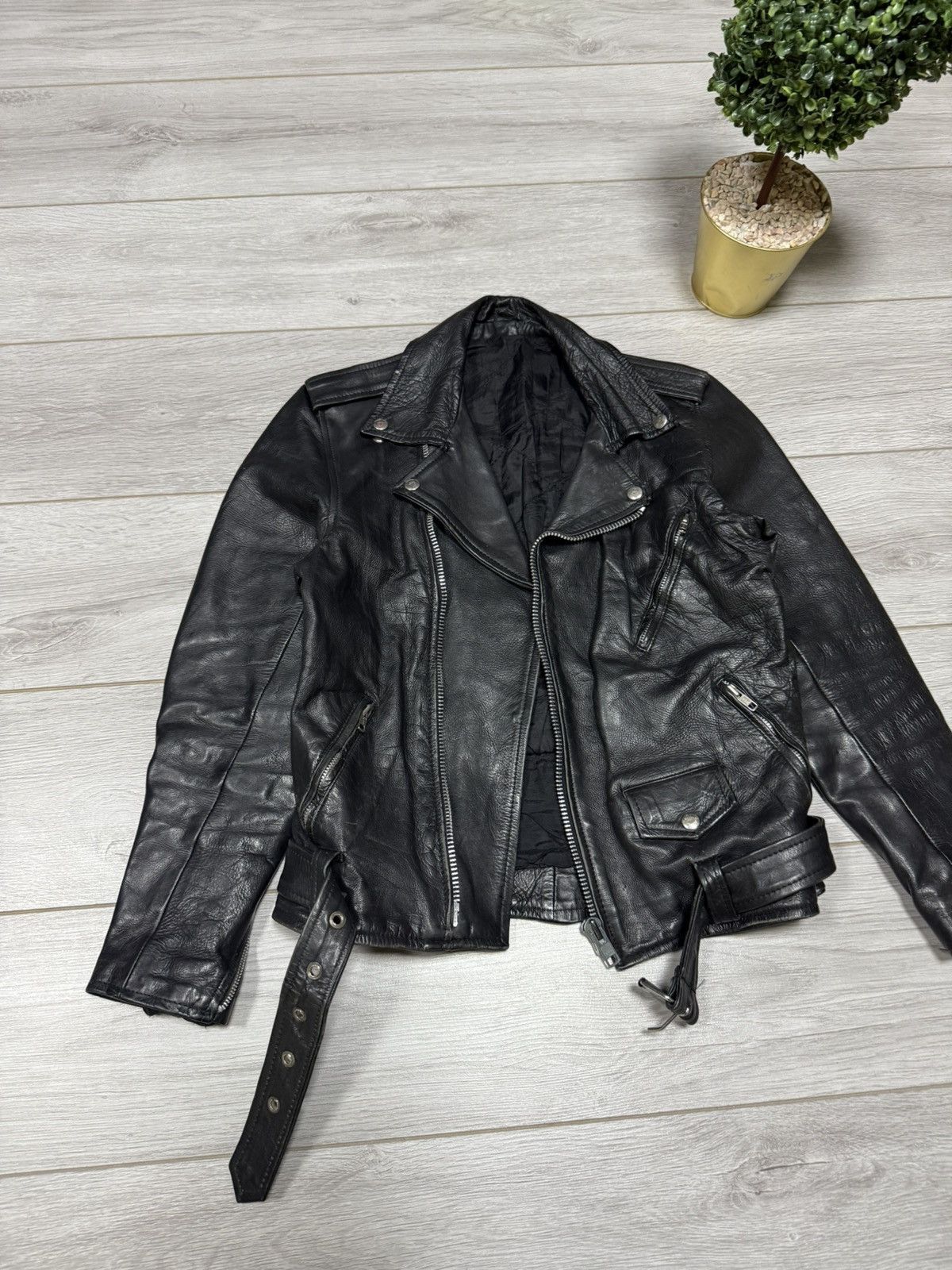 Genuine Leather Leather biker jacket vintage, zip up Size XS / US 0-2 / IT 36-38 - 2 Thumbnail