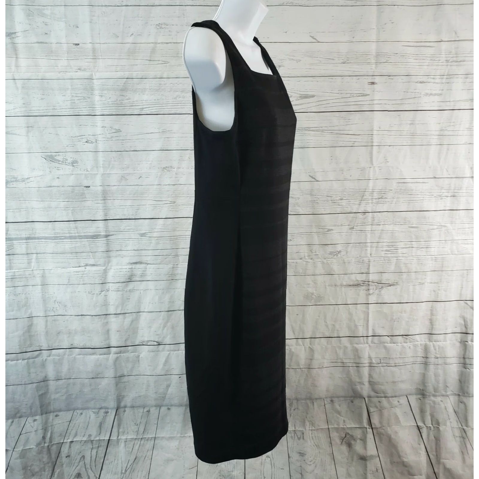 Eileen Fisher Eileen Fisher Dress Womens Ponte Knit Sleeveless Striped Square Neck Zip Black 4 Knee Length Her Dress Womens Size S / US 4 / IT 40 - 3 Thumbnail