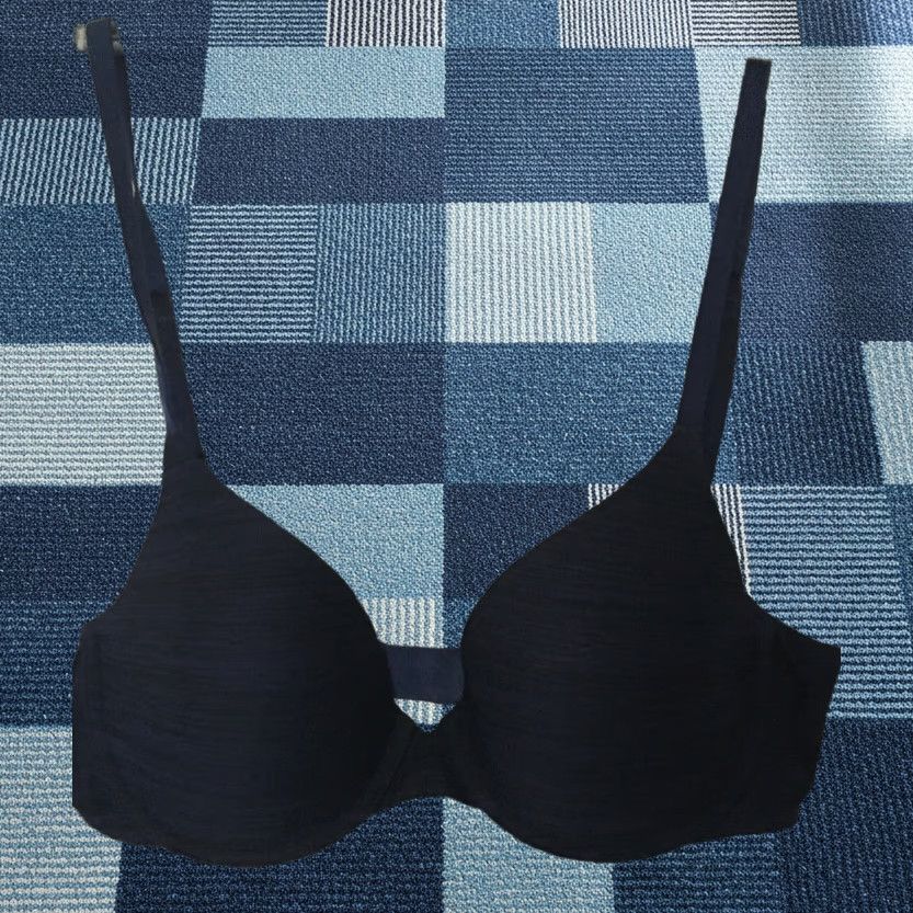Victoria's Secret Victoria’s Secret Uplift Semi Demi Bra 34C Navy Blue Heathered Satin Underwired Push Up Band 34 C Womens Size ONE SIZE - 1 Thumbnail
