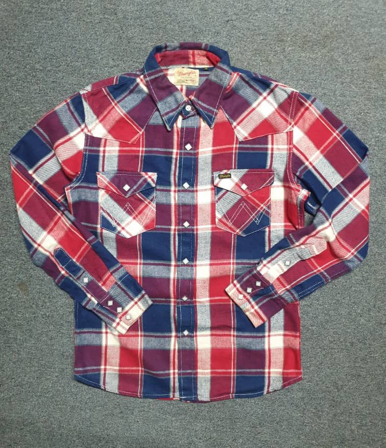 Japanese Brand Wrangler square button checkered western shirt Size US M / EU 48-50 / 2 - 9 Thumbnail