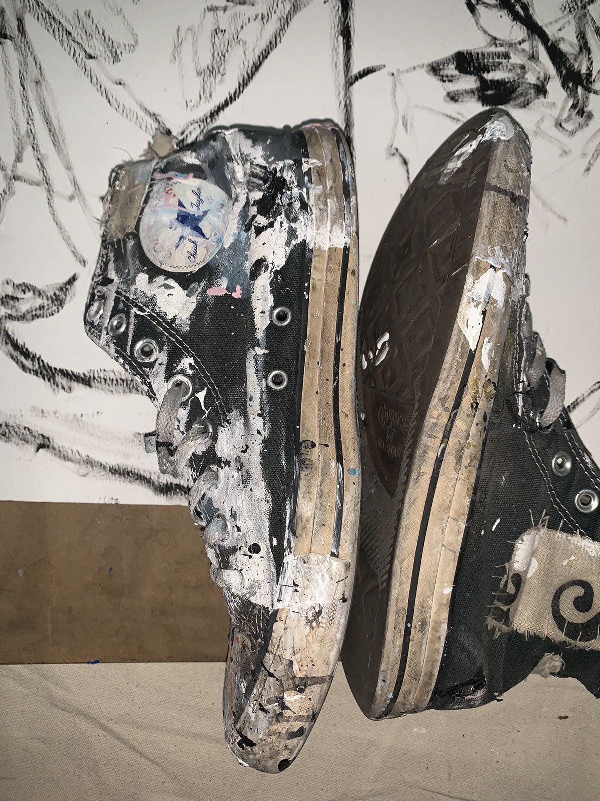 Converse vintage Cobain painting studio patchwork hightops