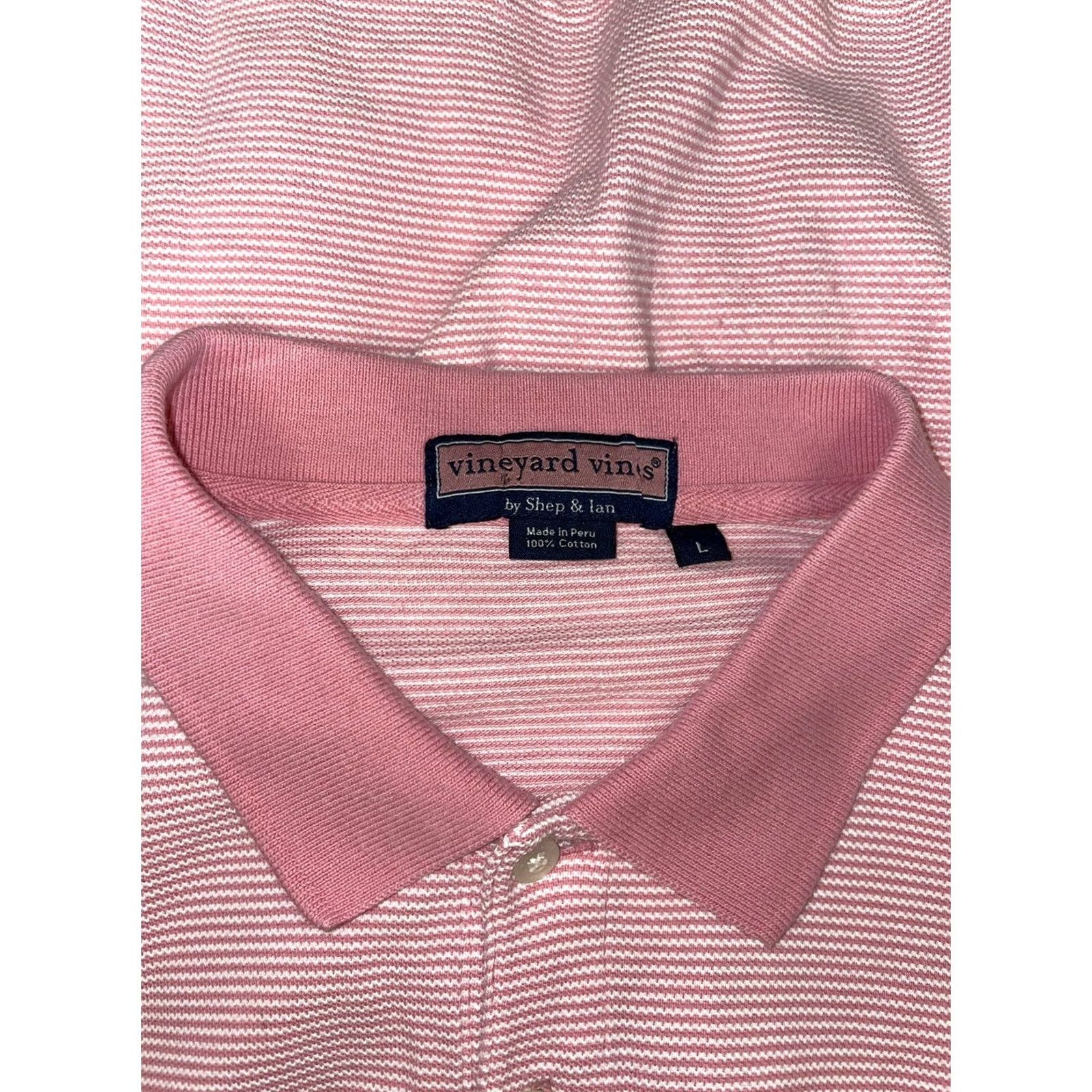 Vineyard Vines Vineyard Vines Polo Striped Golf 100% Cotton Mens L Pink Short Sleeve IAN Shep Ian Body Size US L / EU 52-54 / 3 - 6 Thumbnail