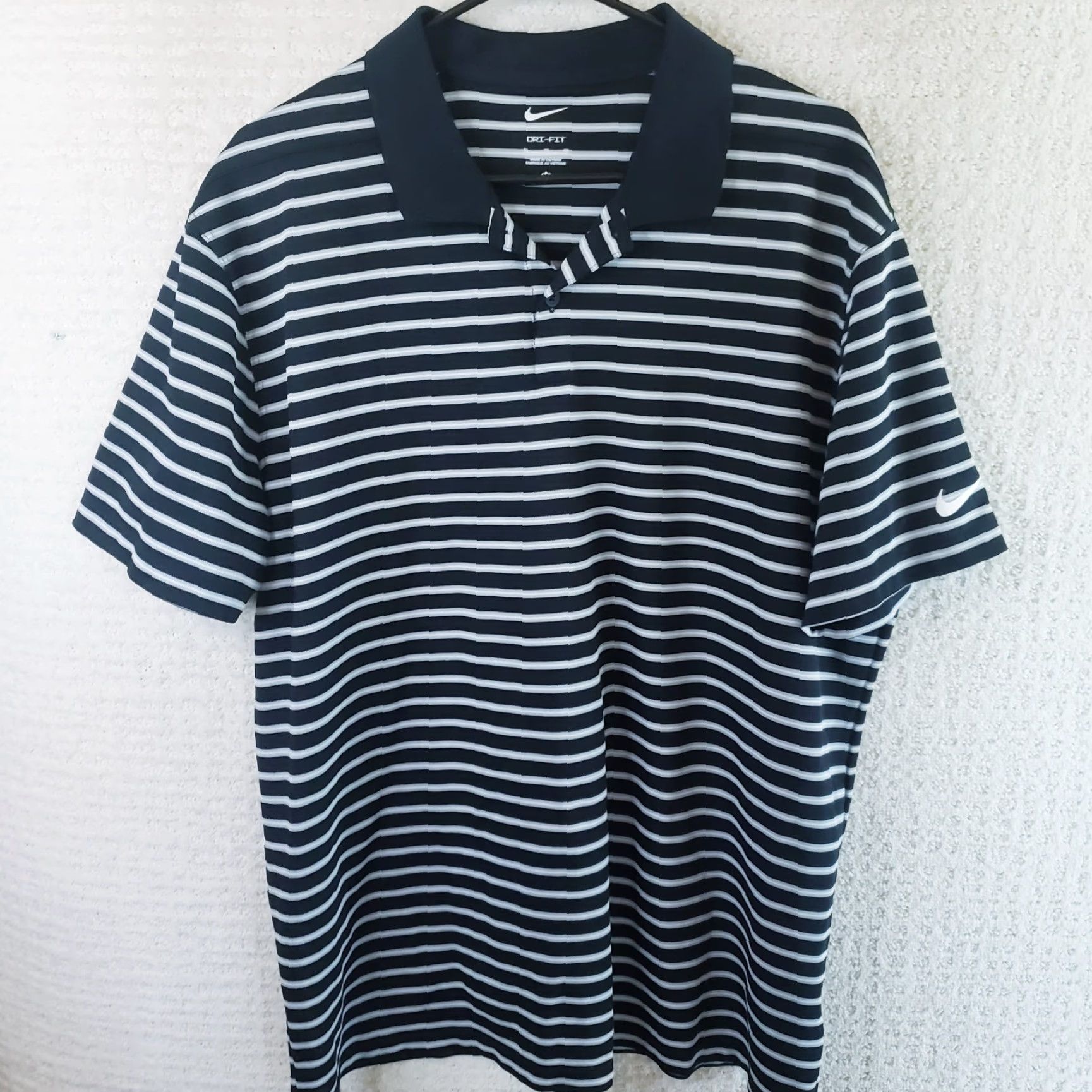 Nike Nike Polo Shirt Mens XL Black Gray White Striped Swoosh Dri-Fit Golf Preppy Outdoor Casual Shirt Size US XL / EU 56 / 4 - 2 Thumbnail