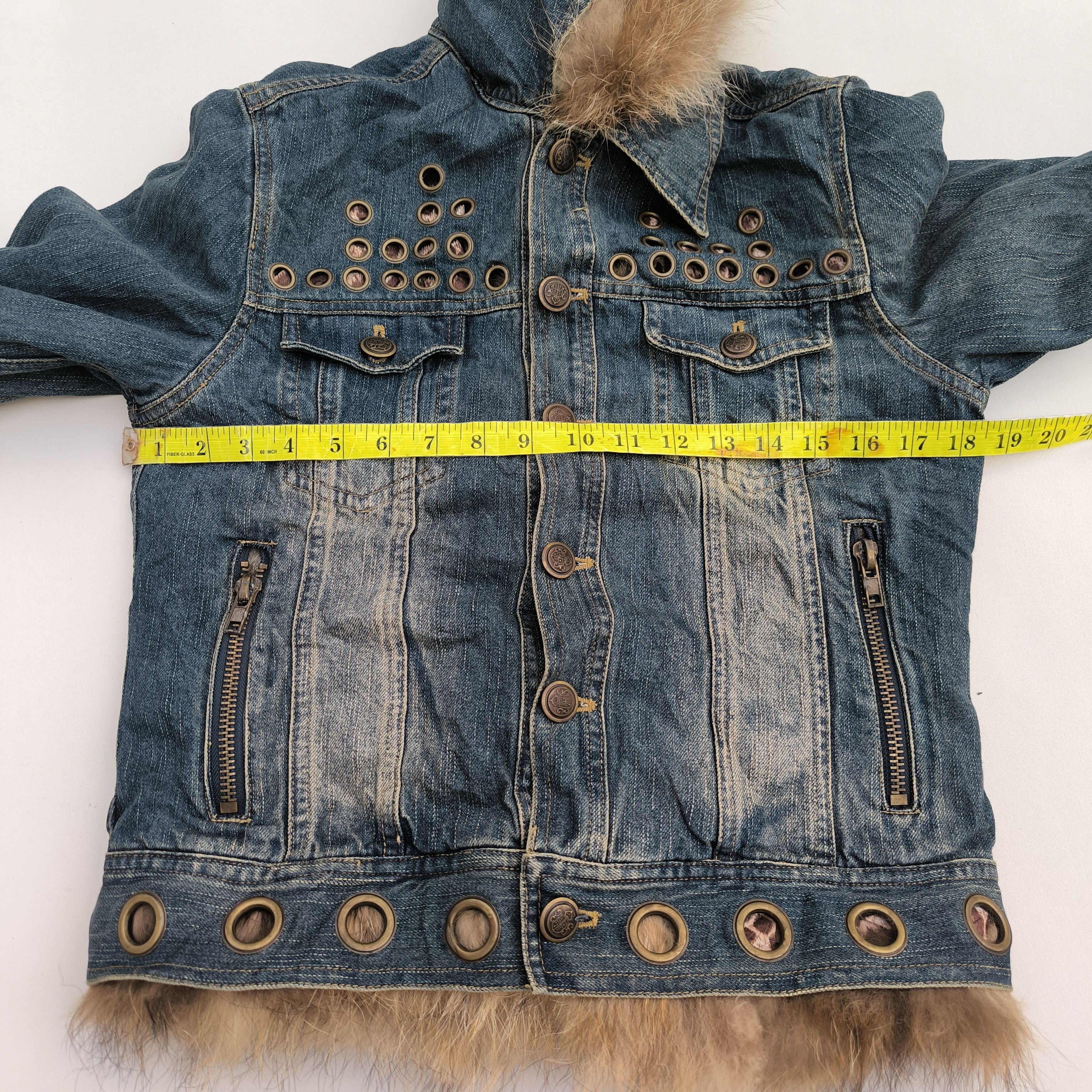 Japanese Brand Fur raccoon crop denim jacket Size S / US 4 / IT 40 - 10 Thumbnail