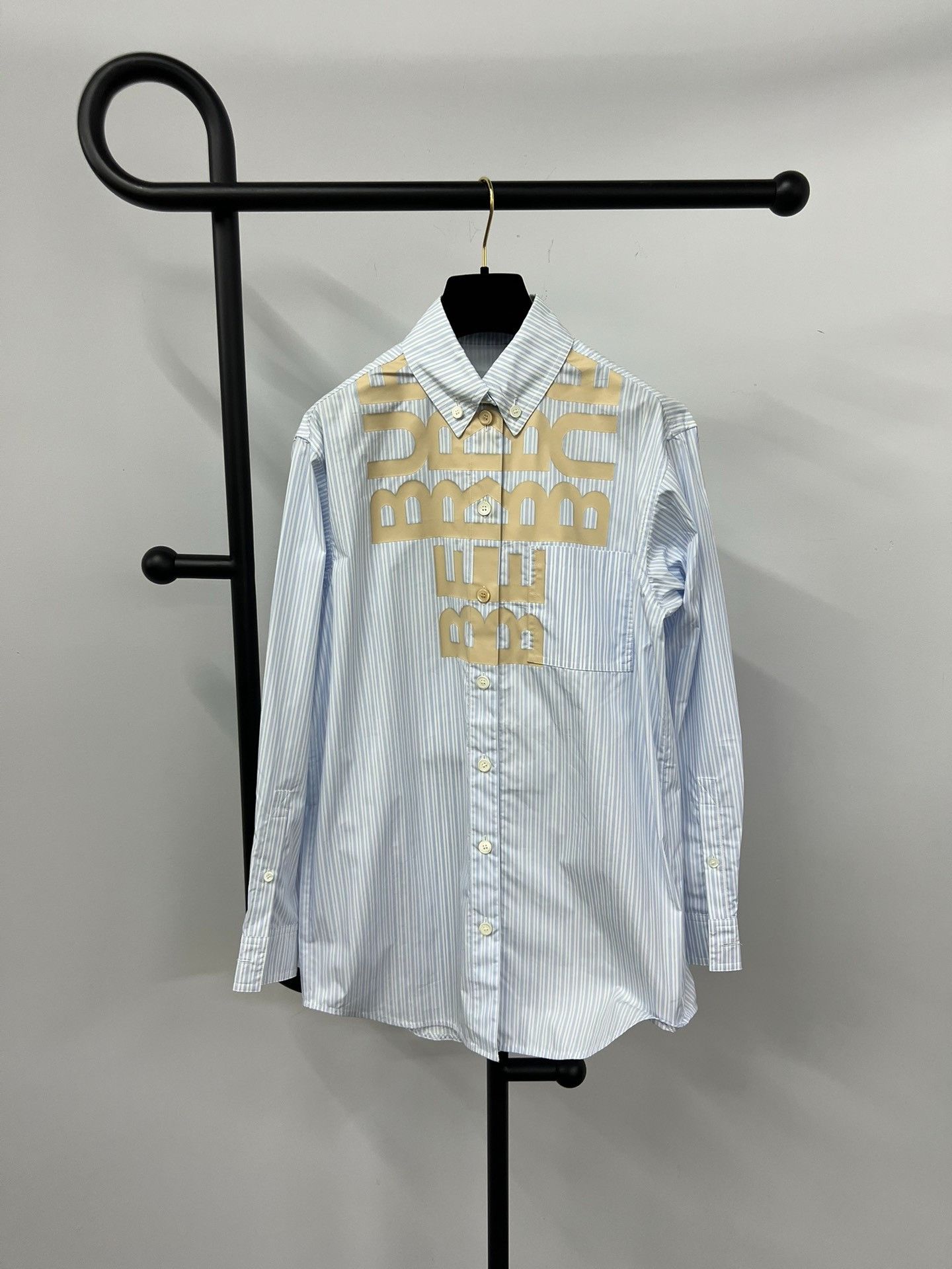 Burberry Burberry Blue White Stripe Letter Print Shirt Size XS / US 0-2 / IT 36-38 - 1 Thumbnail