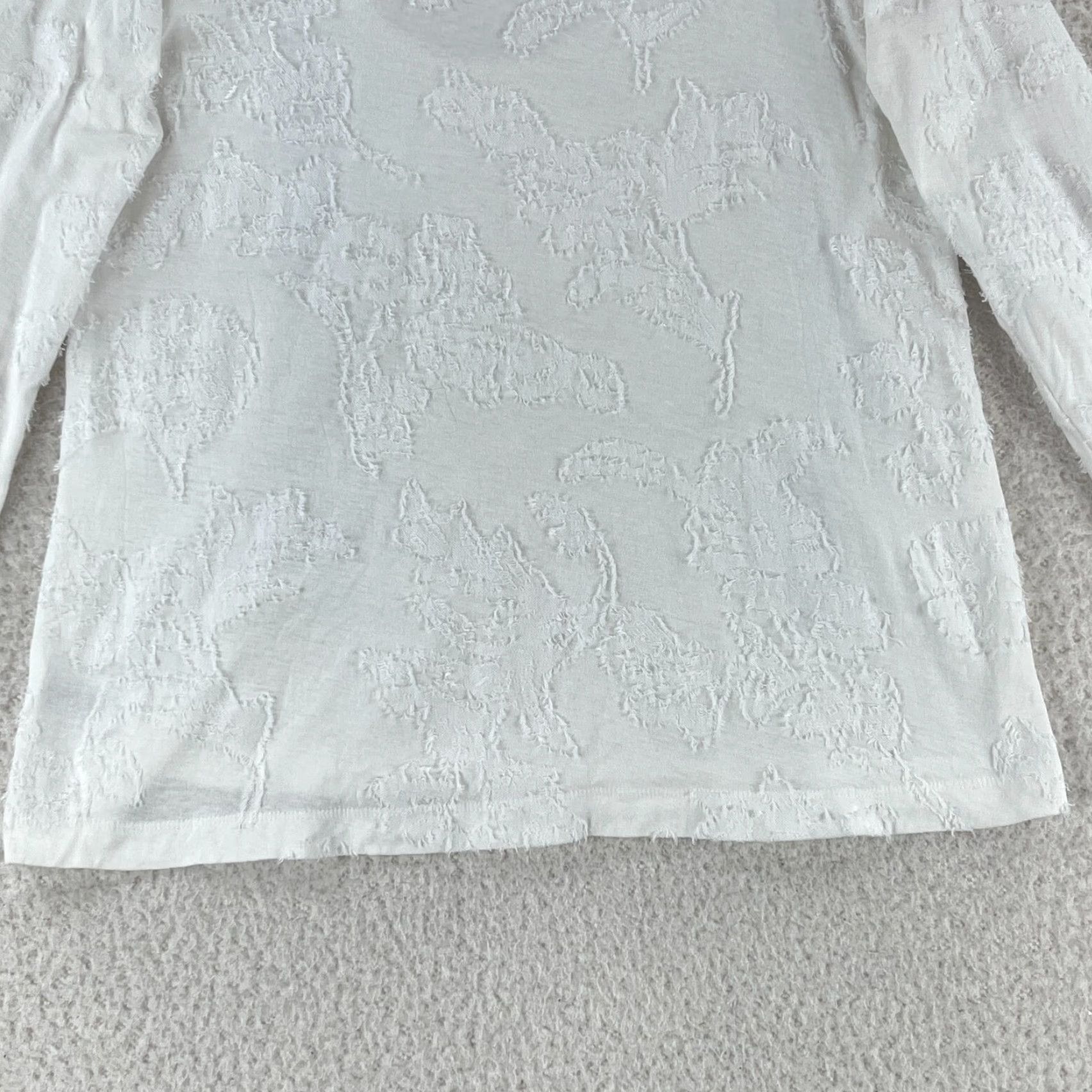 Loft LOFT White Textured Long Sleeve Pullover Shirt Womens Size Small Casual Shirt Size S / US 4 / IT 40 - 6 Thumbnail