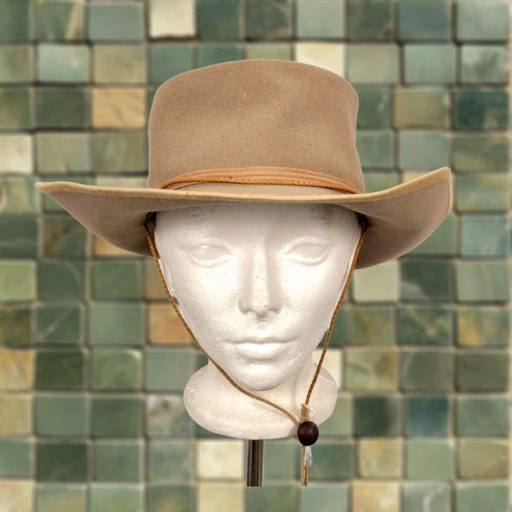 Vintage Women's Western Hat Cowboy 6 7/8 Beige Felt Brent Deluxe VTG 1950s Men’s Ladies? Size ONE SIZE - 1 Thumbnail