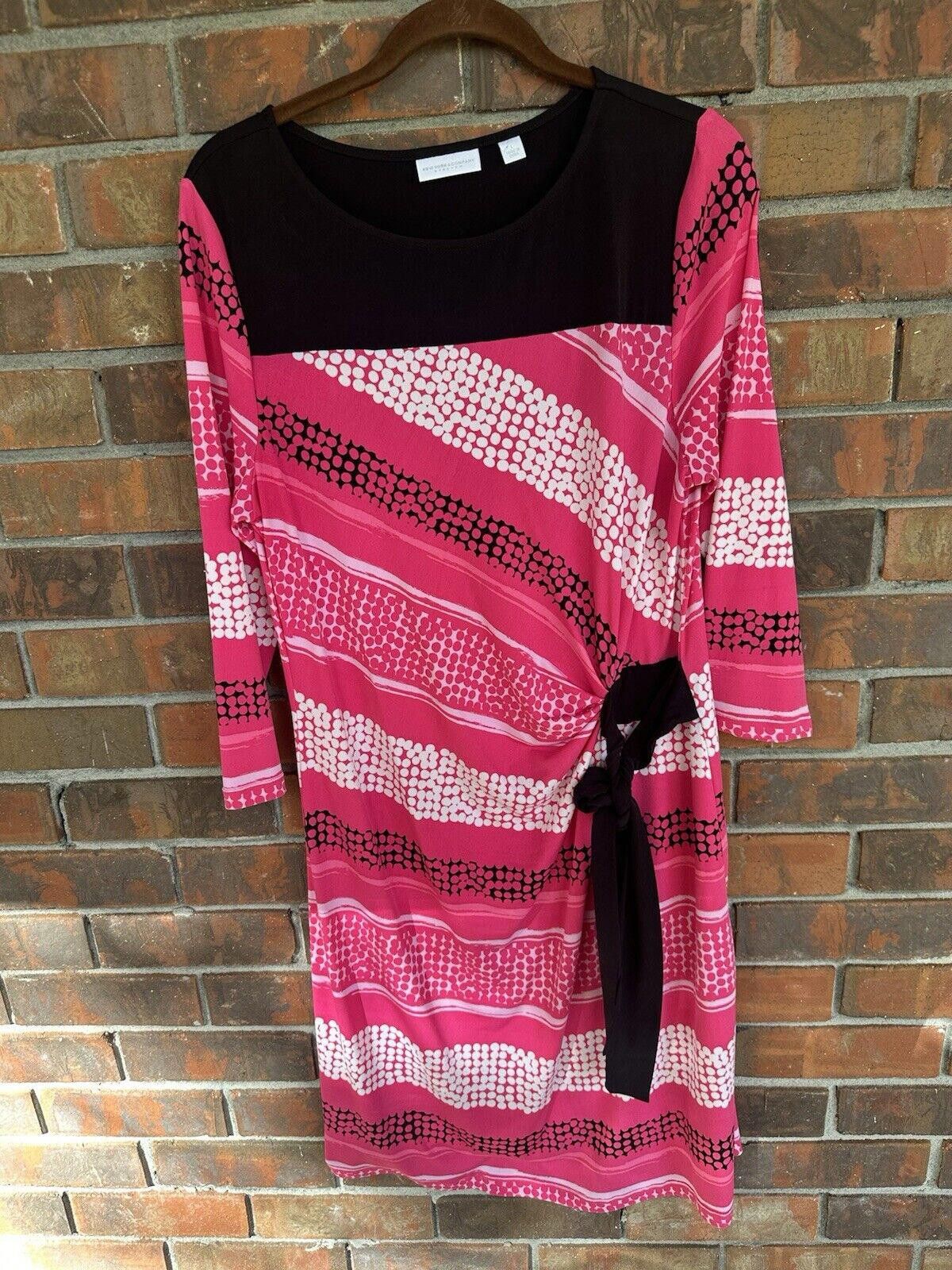 Designer Women's Dress Large New York And Company Pink Stretchy Midi Size L / US 10 / IT 46 - 3 Thumbnail