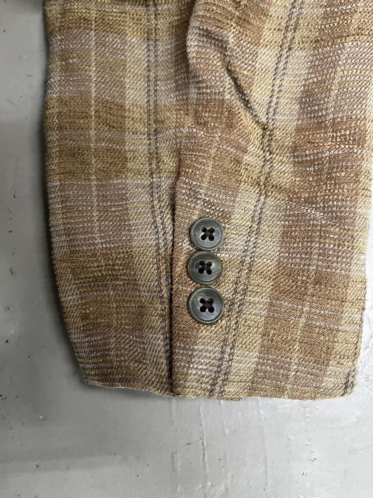 Balenciaga Vintage Balenciaga Houndstooth Linen Wool Blend Blazer Size 42L - 5 Thumbnail