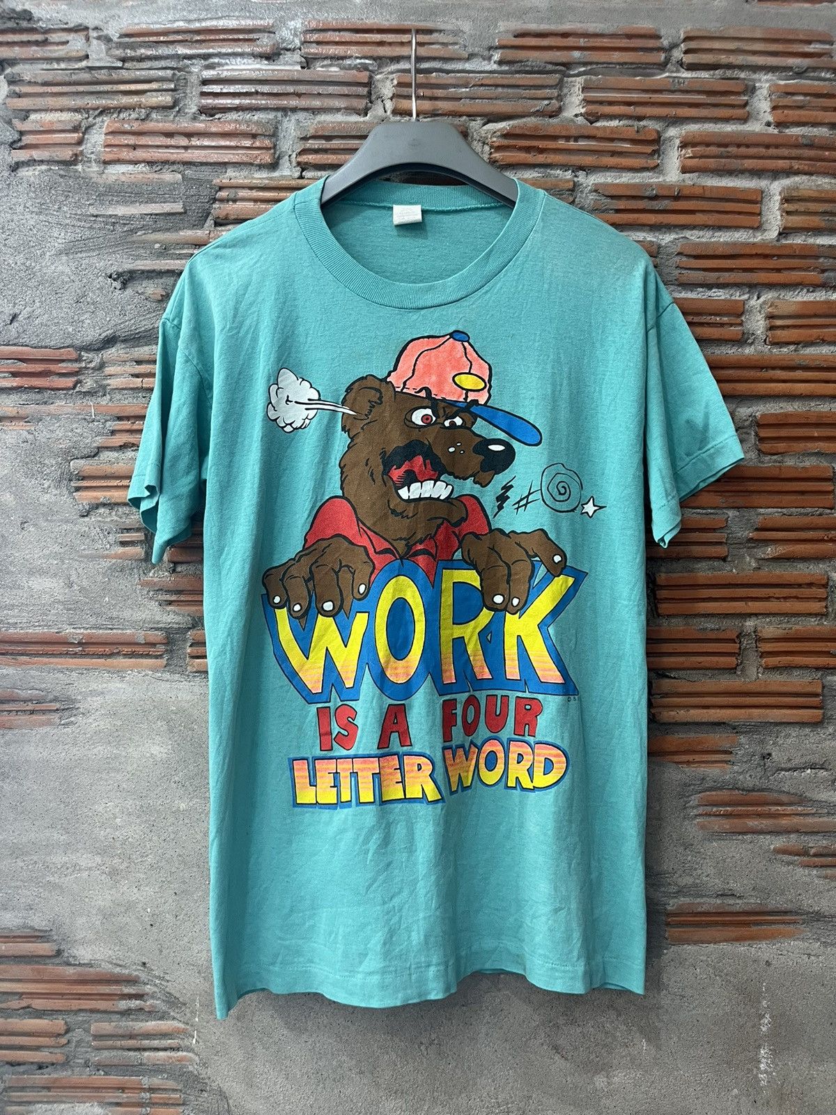 Vintage Vintage Bear Work is a four letter word 80’s SSI 60/40 cott Size US L / EU 52-54 / 3 - 2 Thumbnail
