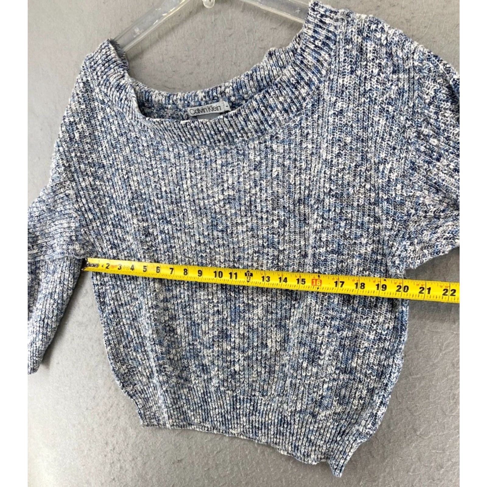Calvin Klein VINTAGE Calvin Klein Sweater Large Blue Cable-Knit Boat Neck Long Sleeve Casual 90s Womens USA MADE Size L / US 10 / IT 46 - 2 Thumbnail