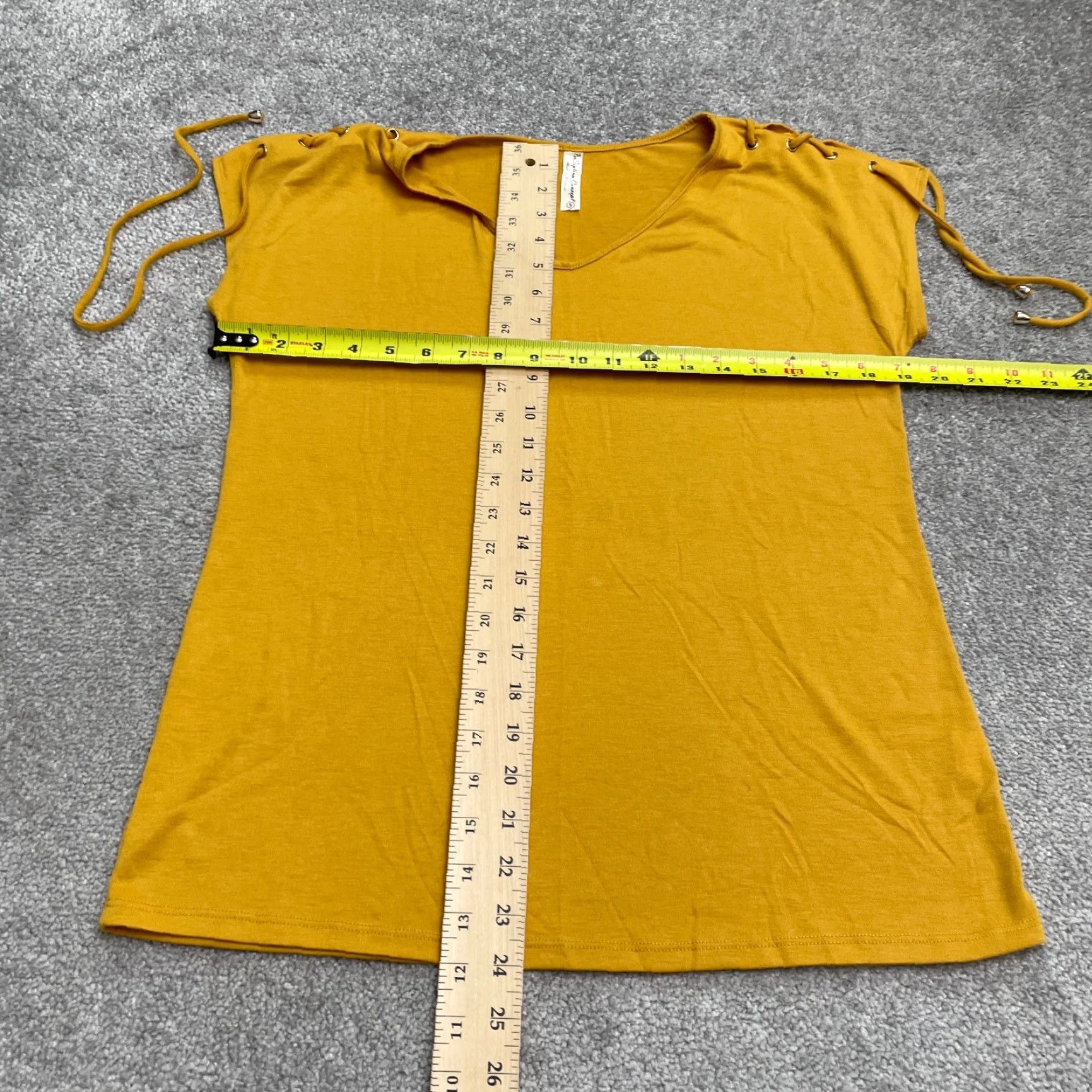Vintage Perseption Concept Blouse Womens Small Mustard V-Neck Tie Stretch Casual Top Size S / US 4 / IT 40 - 7 Thumbnail