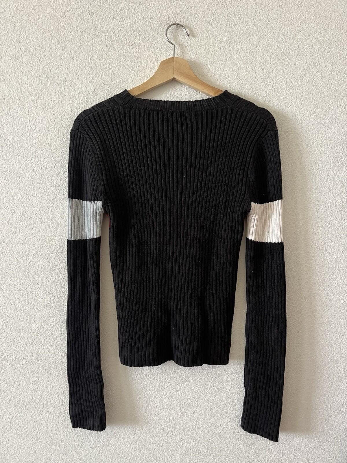 Other Vintage Evolution Ribbed Knit Striped Sweater Black L⁠ Size L / US 10 / IT 46 - 3 Thumbnail