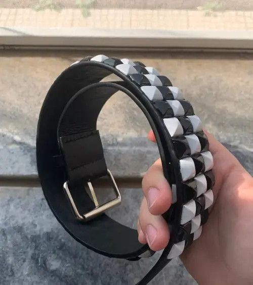 image of Unbrnd 105Cm Black White Studded Belt, Men's
