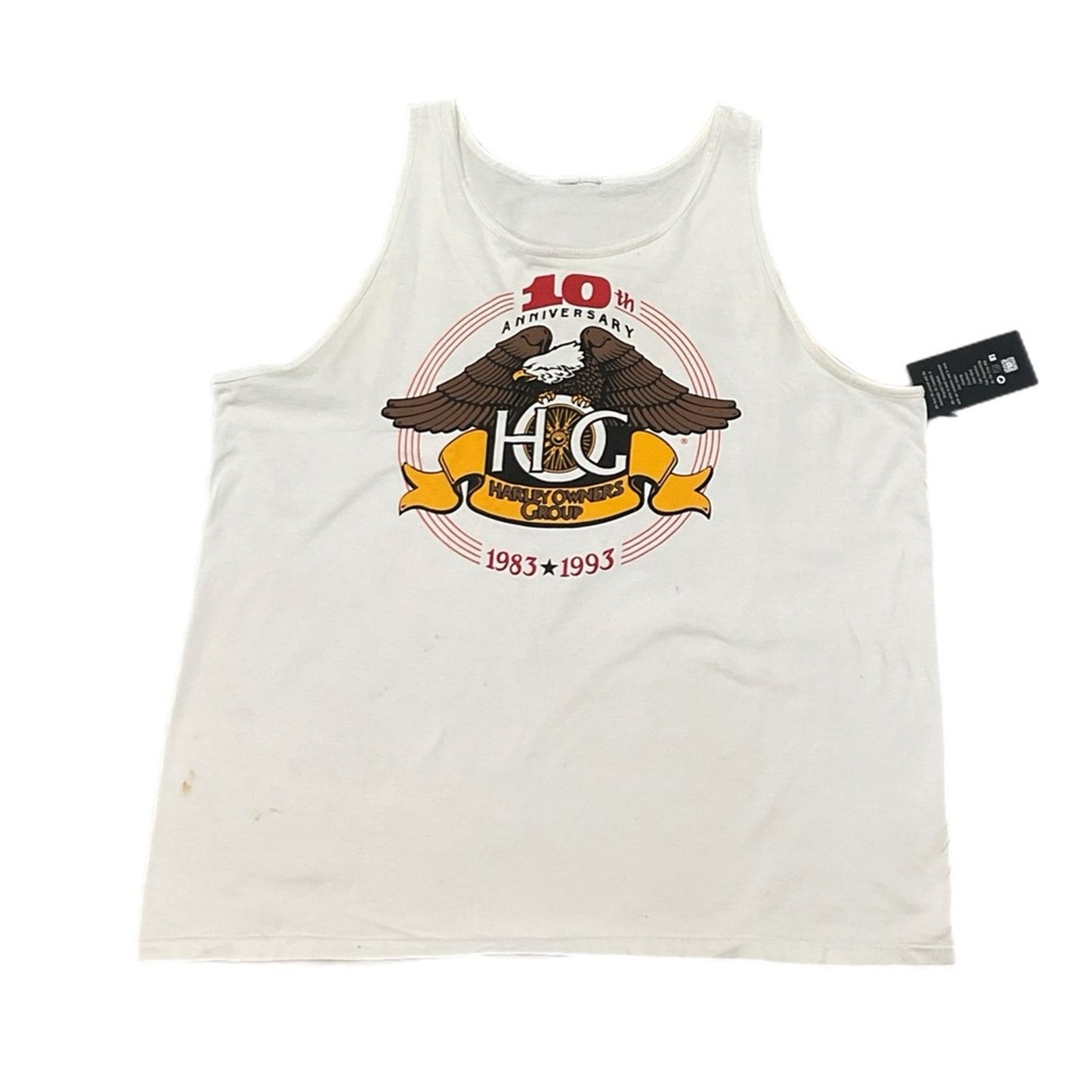 Vintage Harley 1993 10th Anniversary White Tank Top Size US XXL / EU 58 / 5 - 2 Thumbnail