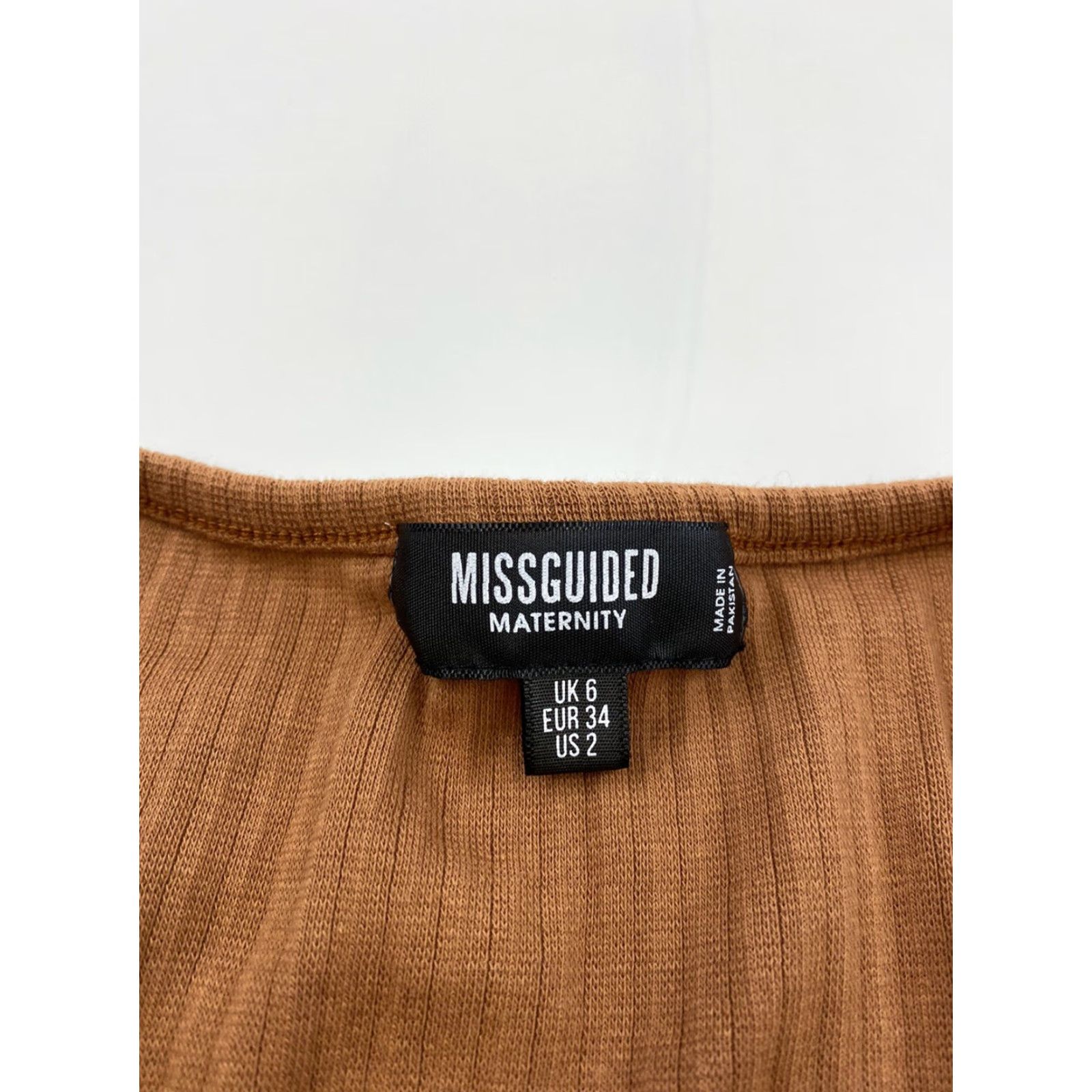 Missguided Missguided Dress Womens 2 Brown Ribbed Button Front Maternity Midi Size XS / US 0-2 / IT 36-38 - 3 Thumbnail