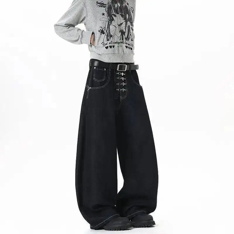 Japanese Brand Dark Blue Wide Leg Baggy Denim Jeans Size US 30 / EU 46 - 3 Thumbnail