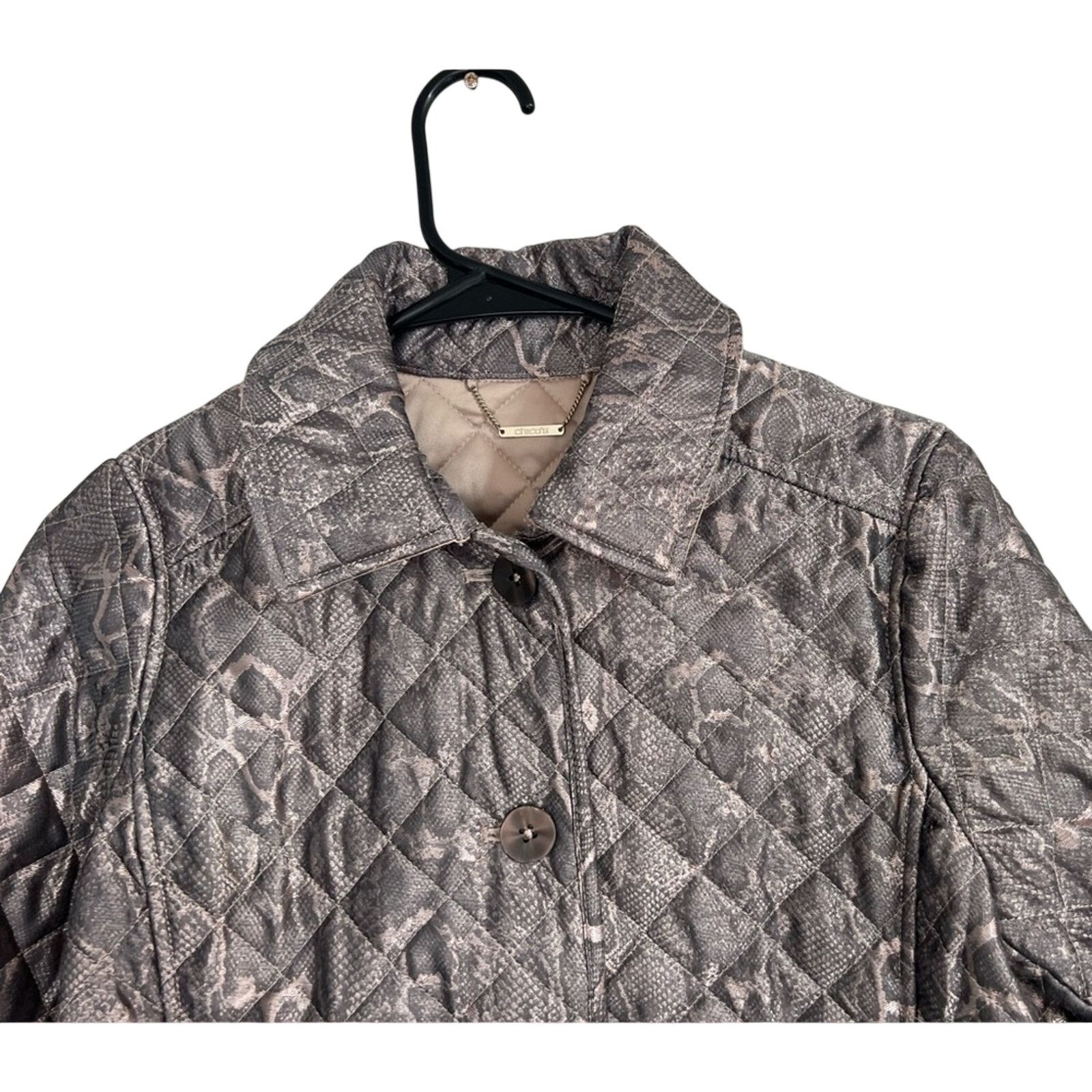 Chicos CHICO'S Women's Jacket Coat Size 0/2 Quilted Metallic Python Size XS / US 0-2 / IT 36-38 - 4 Thumbnail