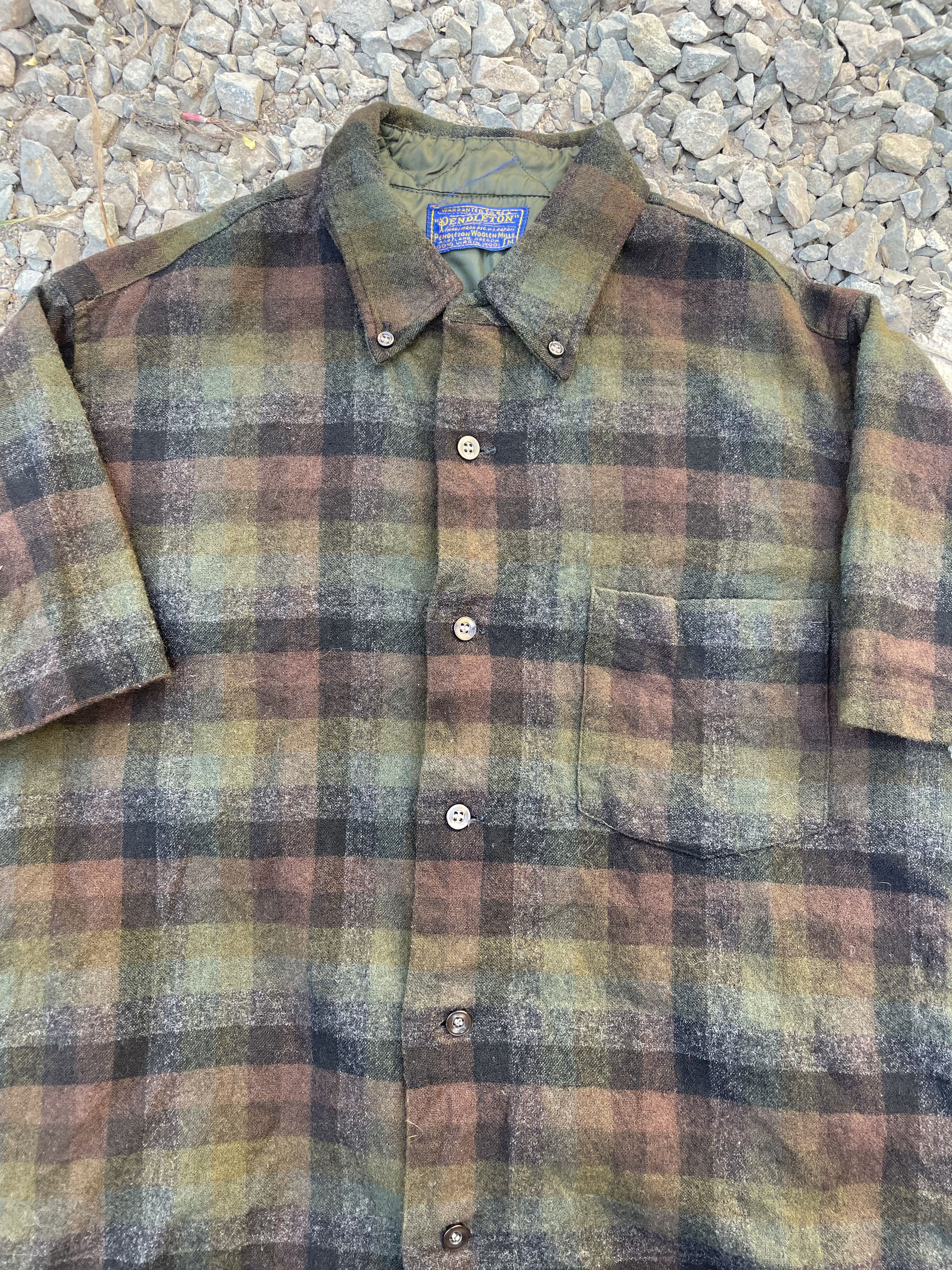 Pendleton Vintage 50s Pendleton Dark Olive Green Plaid Button Shirt Size US M / EU 48-50 / 2 - 1 Thumbnail