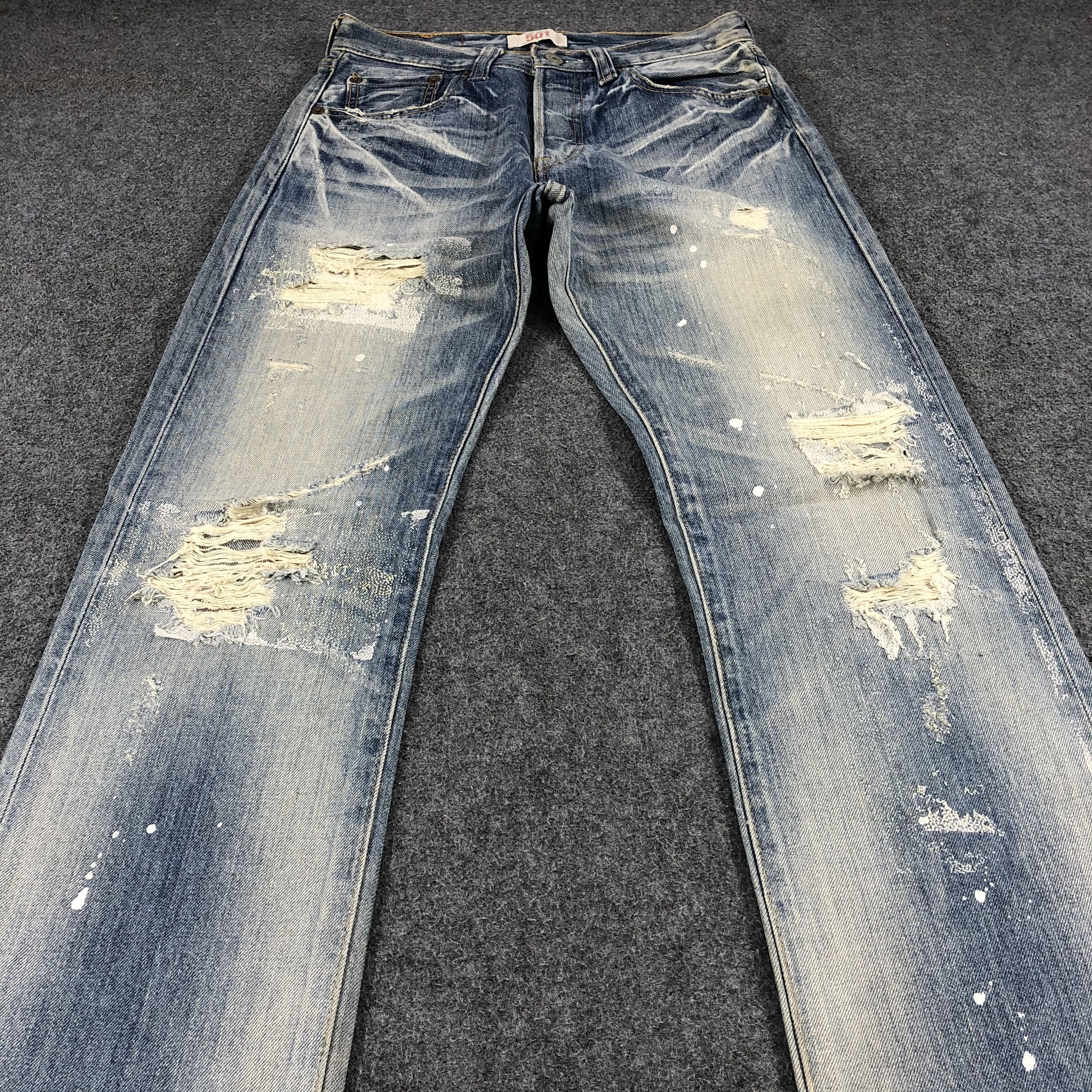 Levi's × Vintage Vintage Distress Light Wash Levis 501 Jeans-JM1008 Size US 28 / EU 44 - 3 Thumbnail