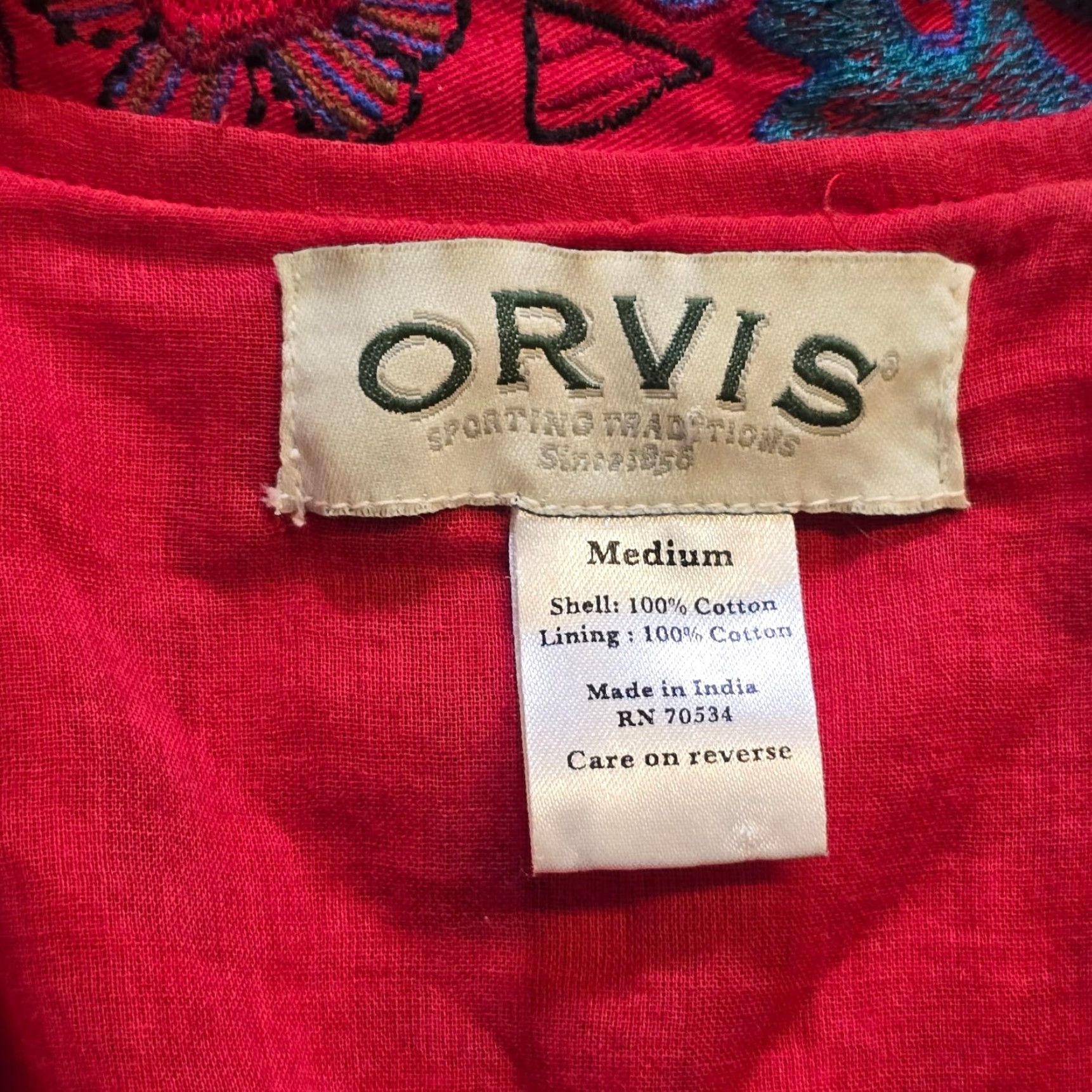 Orvis Orvis Jacket Womens Medium Red Embroidered Art To Wear Lagenlook Casual Shirt? Size M / US 6-8 / IT 42-44 - 3 Thumbnail