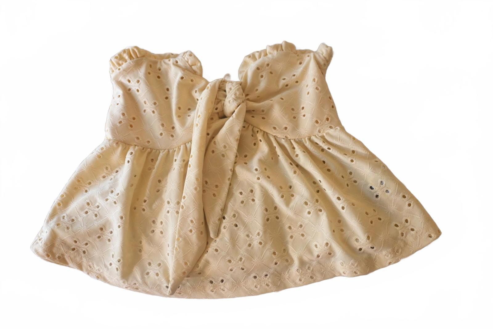 Shein SHEIN Beige Eyelet Cotton Baby Dress w Ruffle Sleeves Small Size S / US 4 / IT 40 - 1 Thumbnail