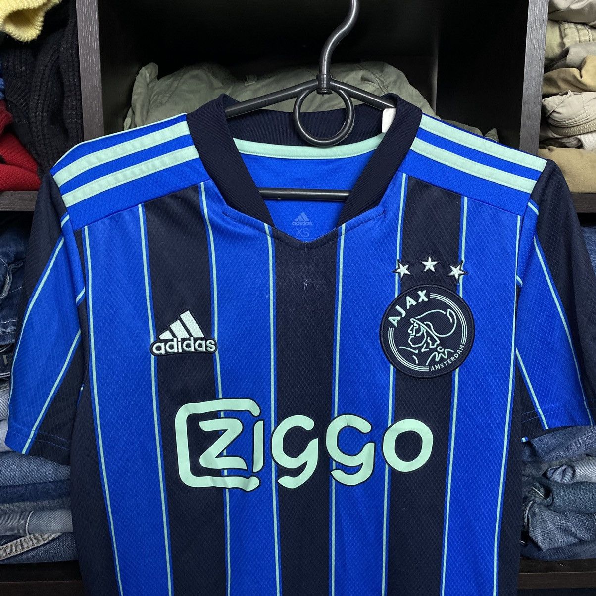 Adidas Mens Adidas FC Ajax 2021 Blue soccer player jersey size XS Size US XS / EU 42 / 0 - 2 Thumbnail