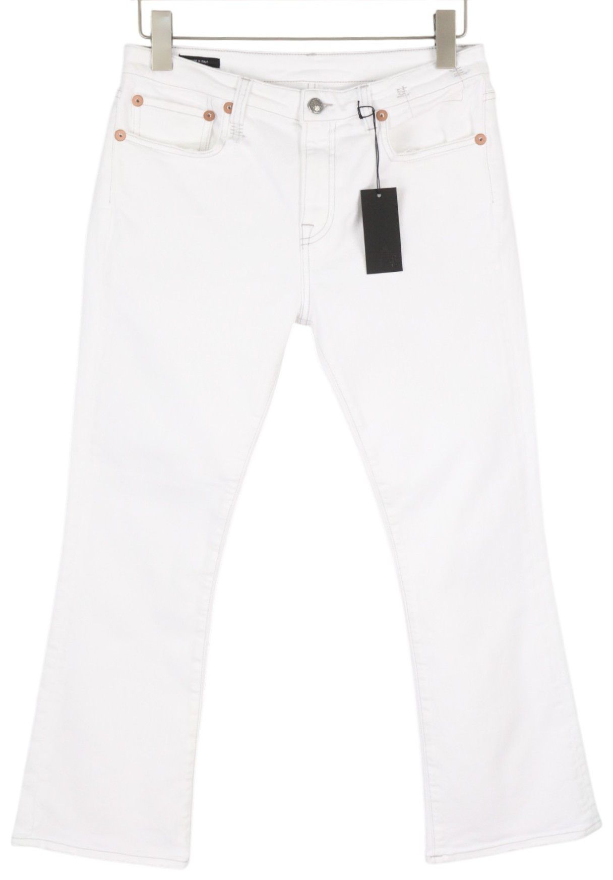 R13 KICK FIT 29 Bale White Slim Flared Ankle Cropped 85817 Size 29" - 2 Thumbnail