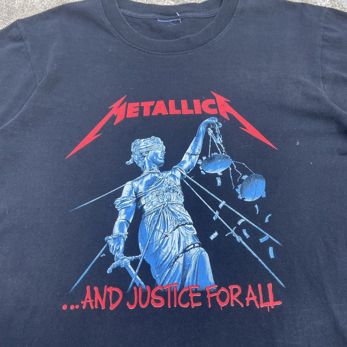 Band Tees × Metallica × Vintage 🔥OG🔥Vintage Metallica Justice For All Heavy Metal Promo Tee Size US M / EU 48-50 / 2 - 2 Thumbnail