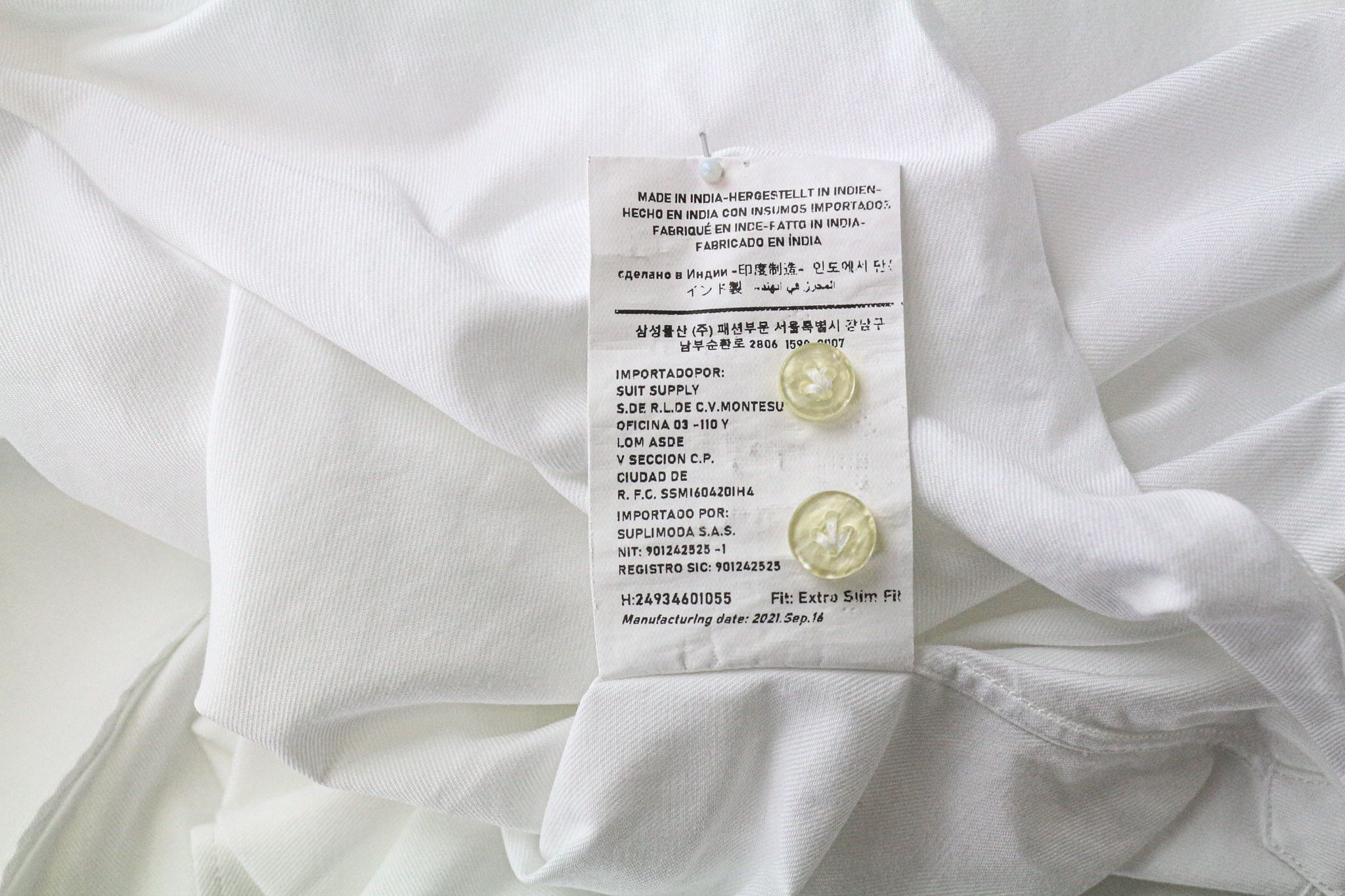 Suitsupply ~L Extra Slim White Cotton Twill Shirt 79346 Size US L / EU 52-54 / 3 - 6 Thumbnail