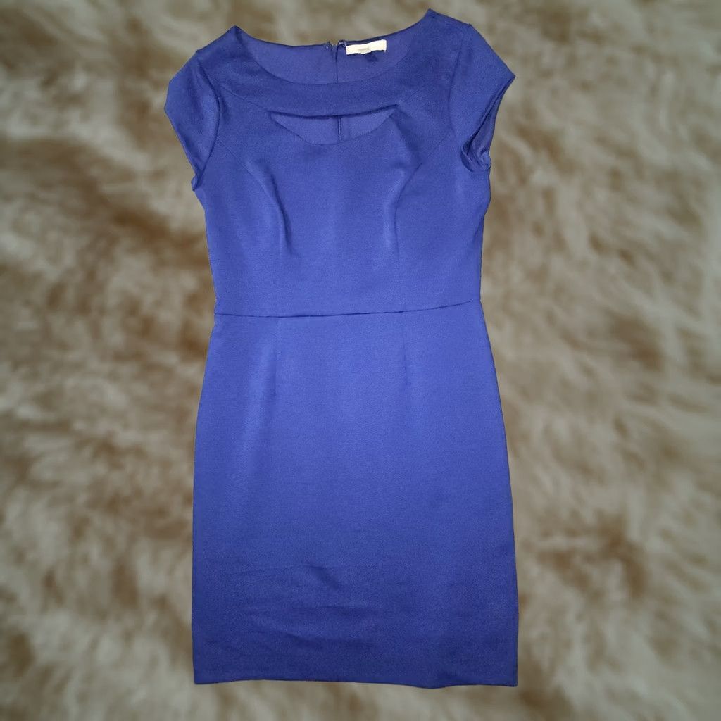 Banana Republic Banana Republic Sheath Dress Womens 10 Blue Sleeveless Lined Zip Keyhole Midi Dress Size L / US 10 / IT 46 - 1 Thumbnail