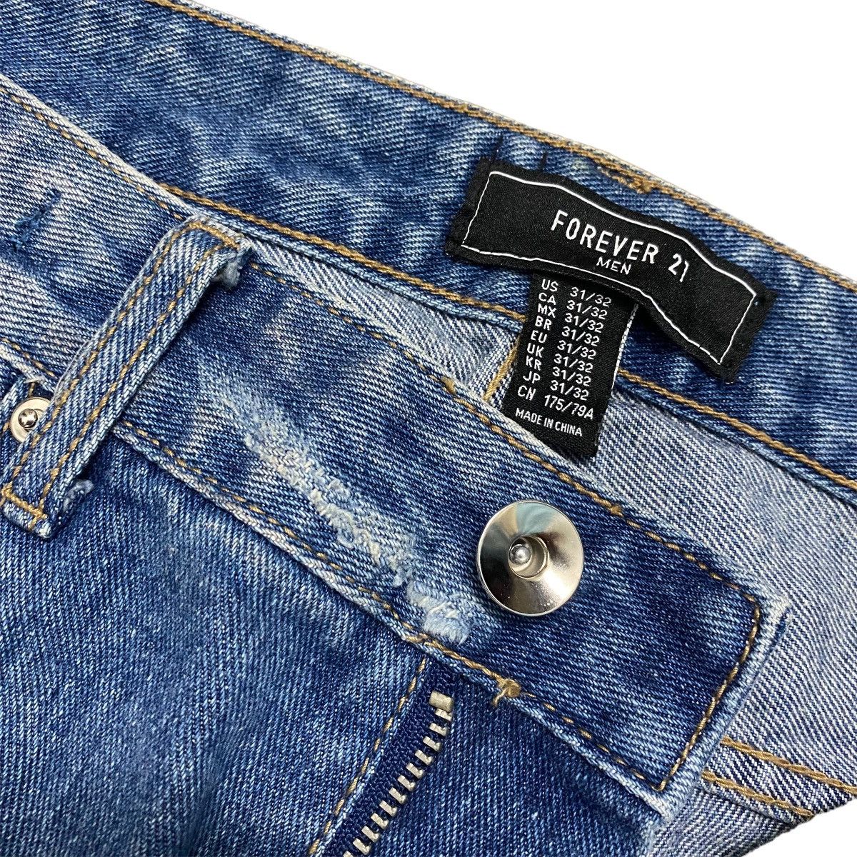 Forever 21 Distressed Denim Paint Jeans by Forever 21 Slim Fit Size US 31 - 8 Thumbnail