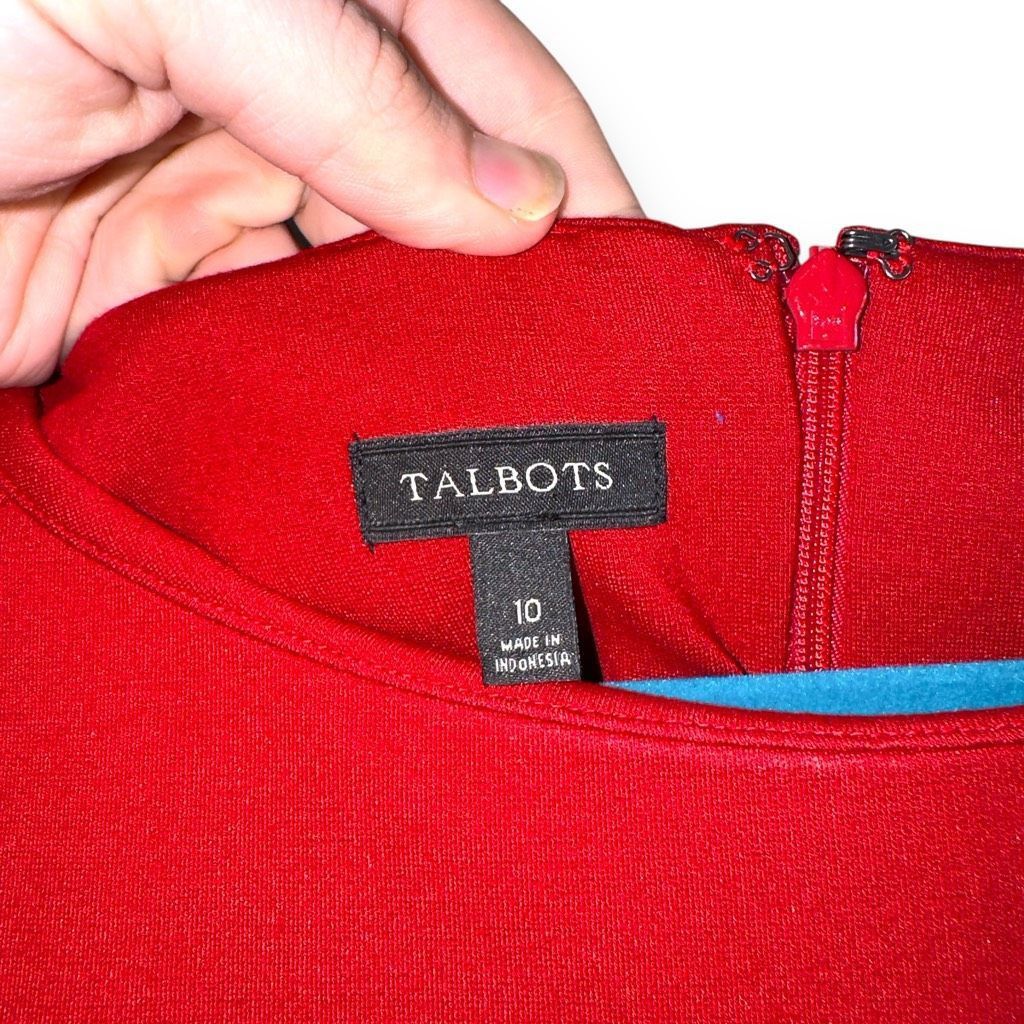 Other Talbots Crimson Red L/S V-Neck Knit Dress Sz 10 Size L / US 10 / IT 46 - 2 Thumbnail