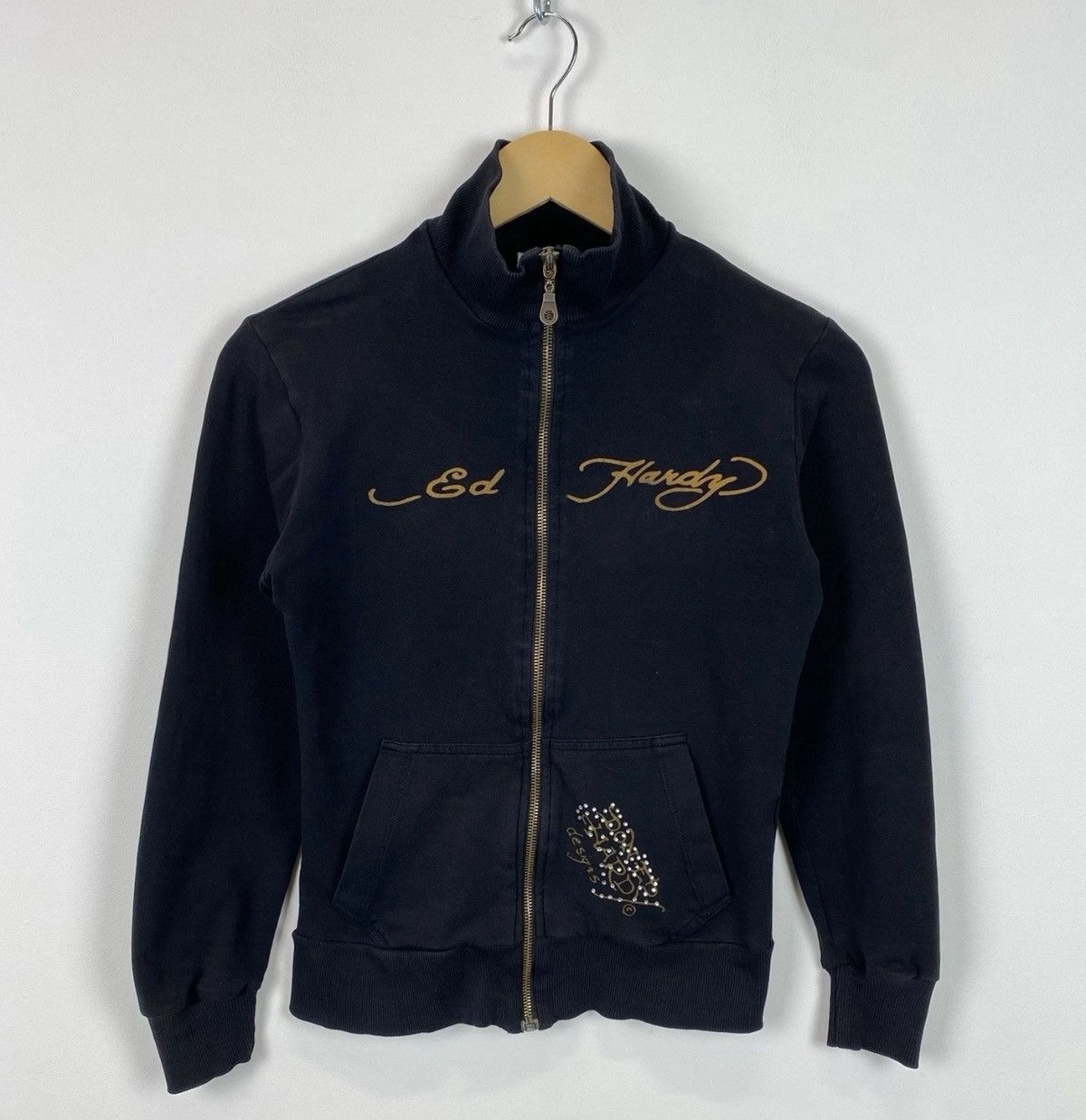 Ed Hardy Ed Hardy Avant-Garde Full Zip Track Jacket Black Rhinestones Size S / US 4 / IT 40 - 2 Thumbnail