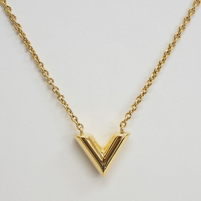 Louis Vuitton Essential V Necklace M61083 Gold Plated Women's LOUIS VUITTON