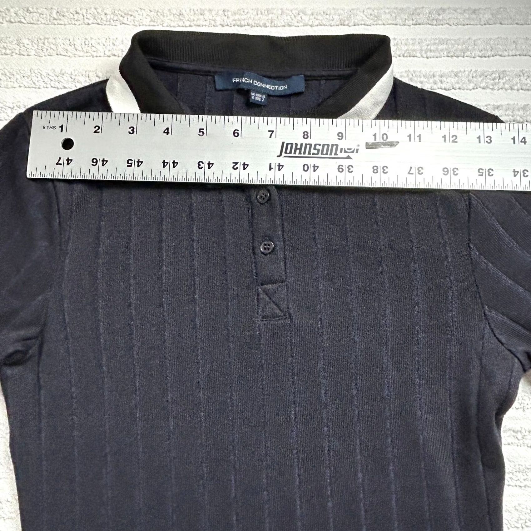 French Connection French Connection Women's Ribbed Polo Bodycon Mini Dress Popover Black Size 2 Size XS / US 0-2 / IT 36-38 - 5 Thumbnail