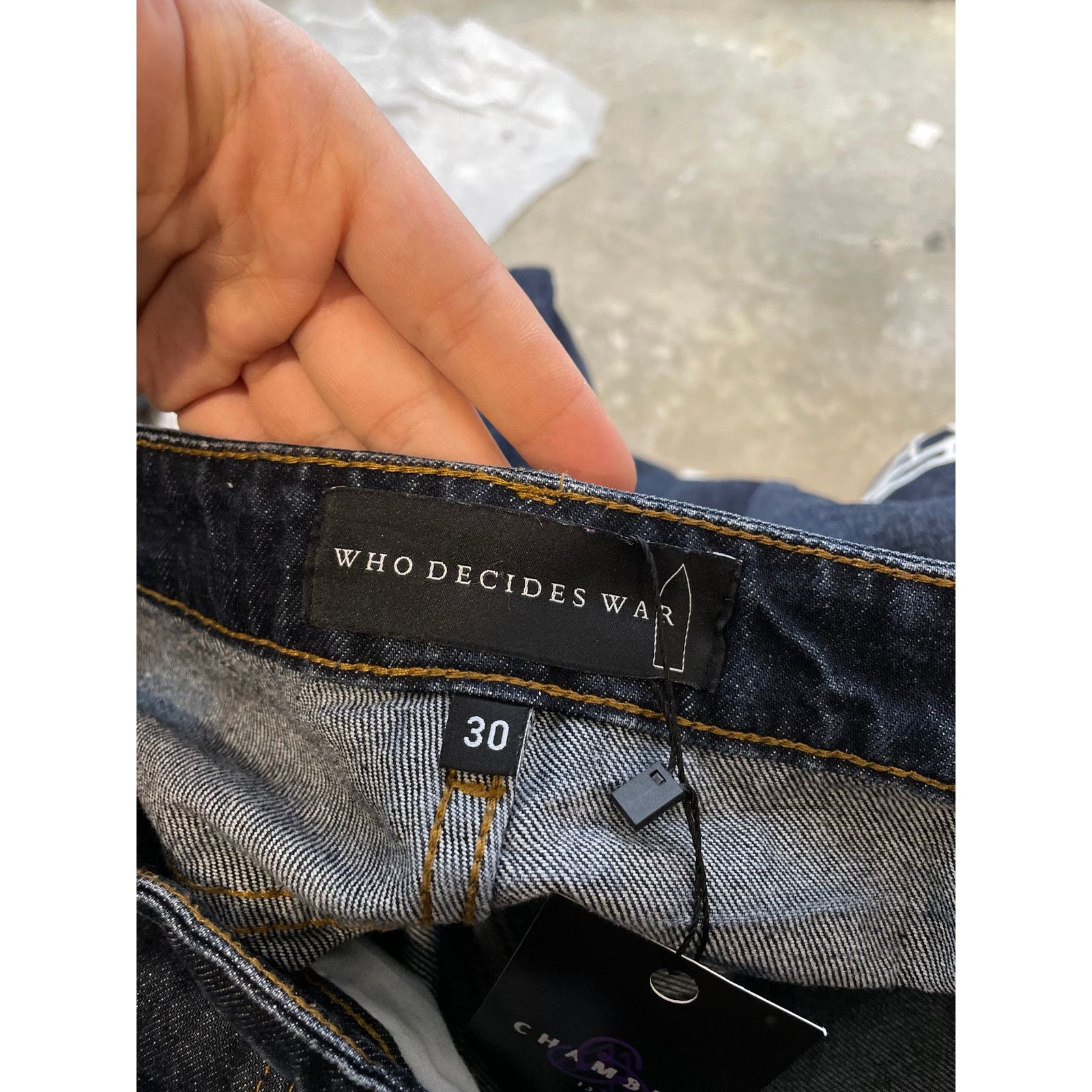 Who Decides War WDW Dark Wash Side Logo Embroidered Jeans Size US 32 / EU 48 - 3 Thumbnail