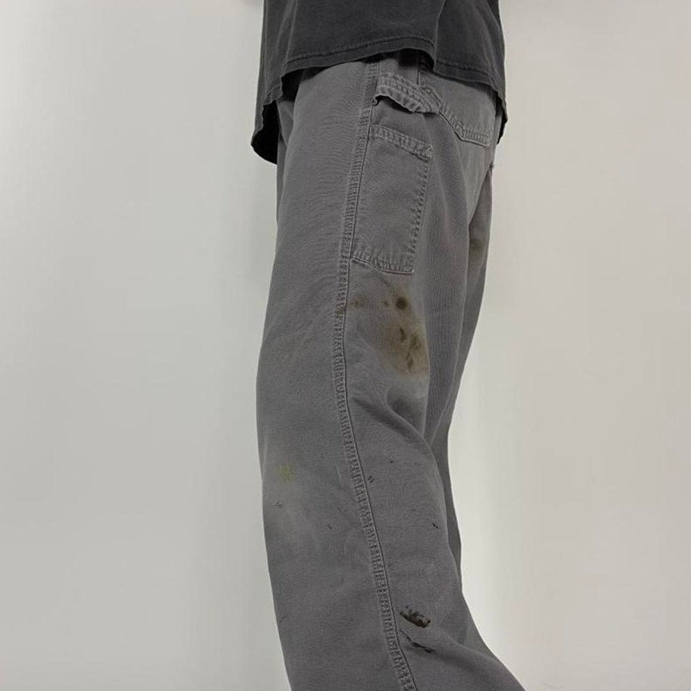 Carhartt Y2K Faded Carhartt Dungaree Stone Gray Distressed Pants Size US 34 / EU 50 - 4 Thumbnail