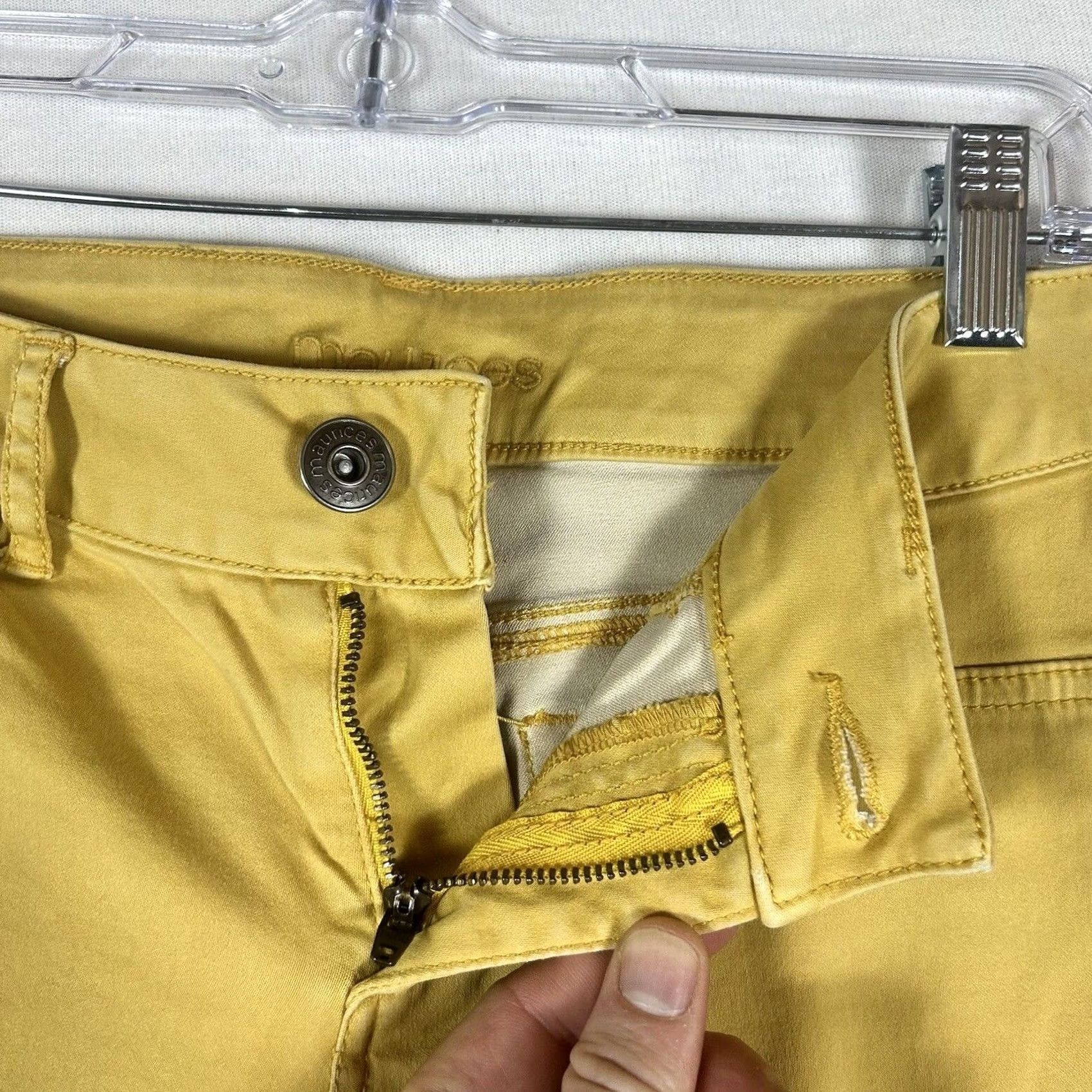 Vintage Maurices Skinny Pants Womens Size S Cotton Blend Yellow Pockets Stretch Jegging Front Flat Zipper Button Size 38" / US 16 / IT 52 - 3 Thumbnail