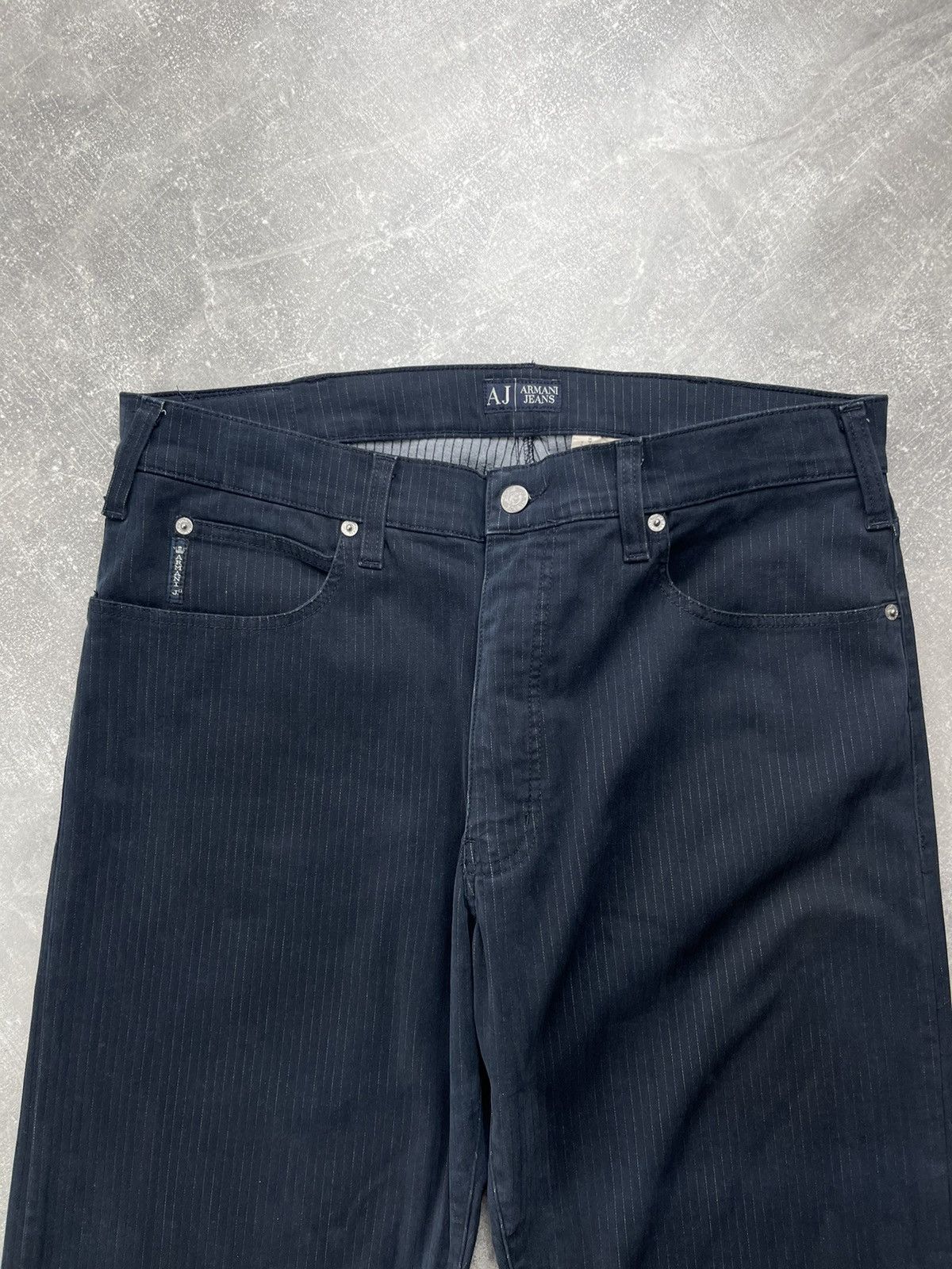 Armani × Vintage Armani Jeans Vintage Corduroy Pants Pinstripe Navy Blue Size US 38 / EU 54 - 6 Thumbnail