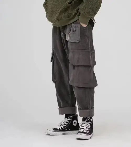 Jean 20AW Indigo Union Japan Grey Corduroy Worker Pants Size US 31 - 3 Thumbnail