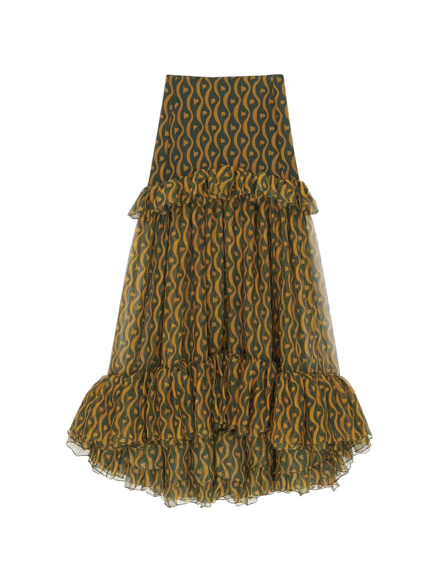 Saint Laurent Paris o1s1wg111024 Draped Silk Maxi Skirt in Multicolor Size 32" / US 10 / IT 46 - 2 Thumbnail