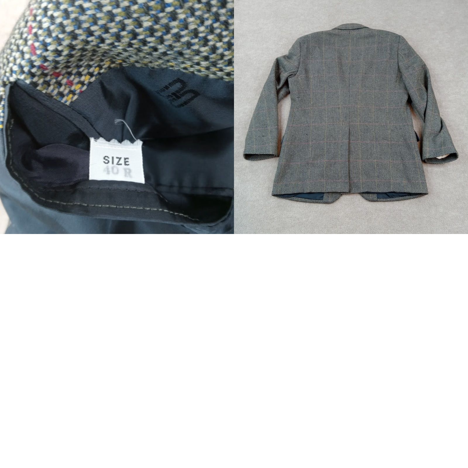 DAKS VINTAGE DAKS Blazer Mens 40 R Black Cashmere Geometric Business Single-Breasted Regular Fit Size 40R - 8 Thumbnail