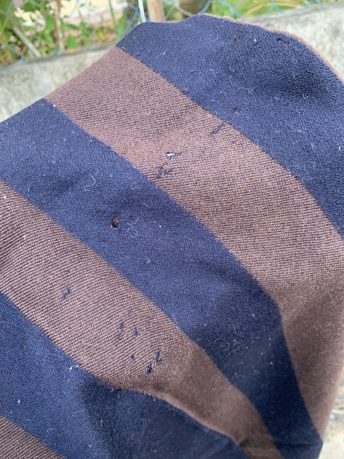 Fendi FENDI Large Scarf Stripe Check pattern Brown Navy Wool Vtg Size ONE SIZE - 15 Thumbnail