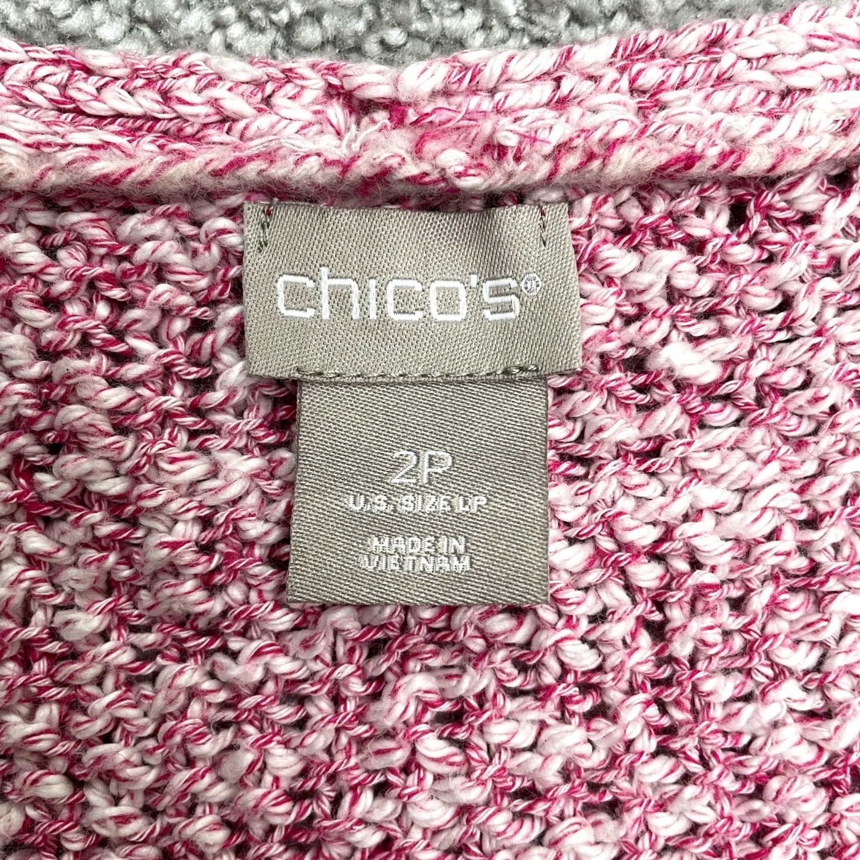 Vintage Chico's Crochet Cropped Popcorn Sweater Womens Large Petite 2 Pink Short Sleeve V-Neck Pullover Knit All Seasons Solid Dolman Sleeve Vintage: No Size L / US 10 / IT 46 - 5 Thumbnail